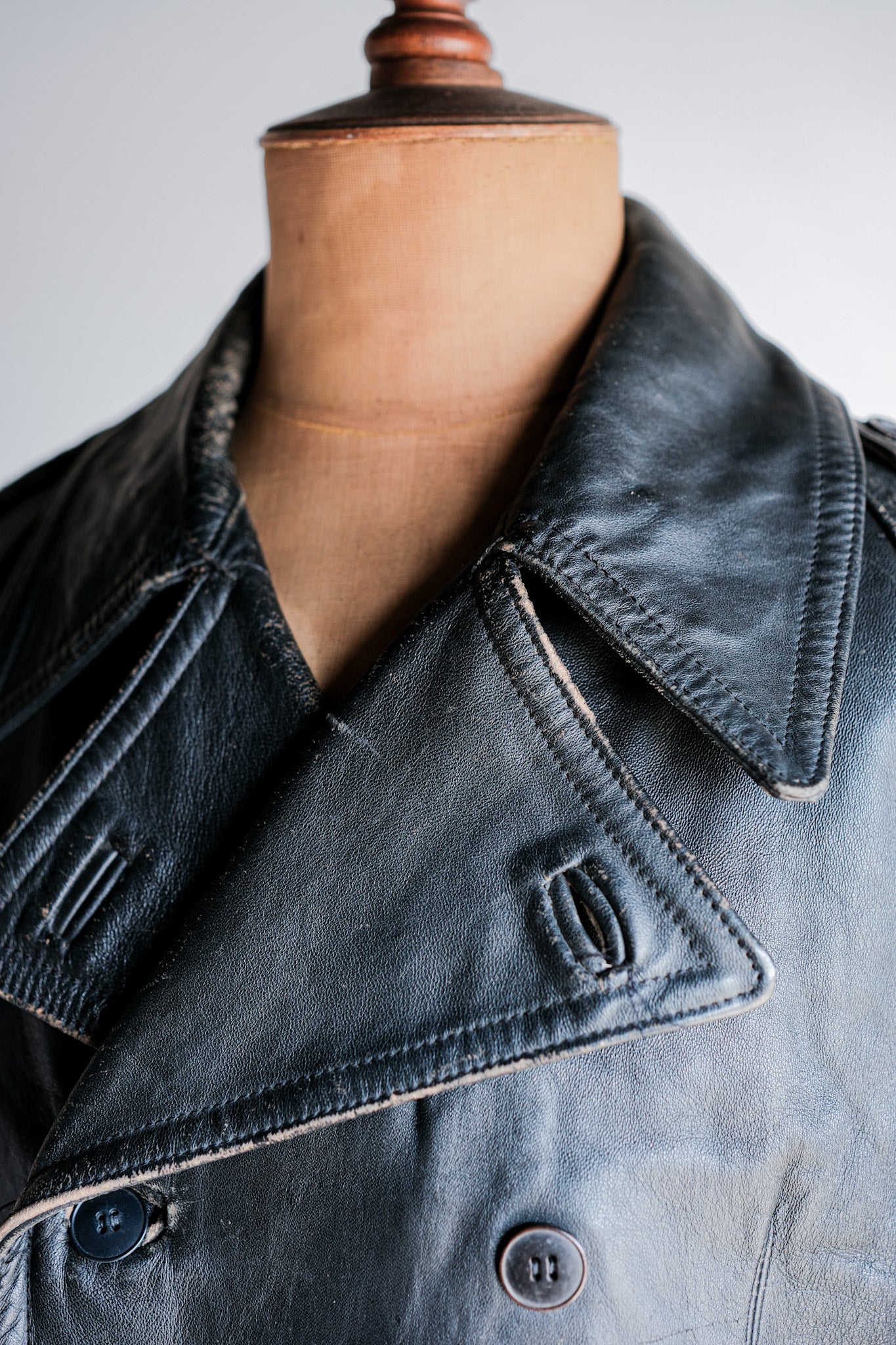 【~70's】French Army Motorcycle Leather Jacket Size.100M