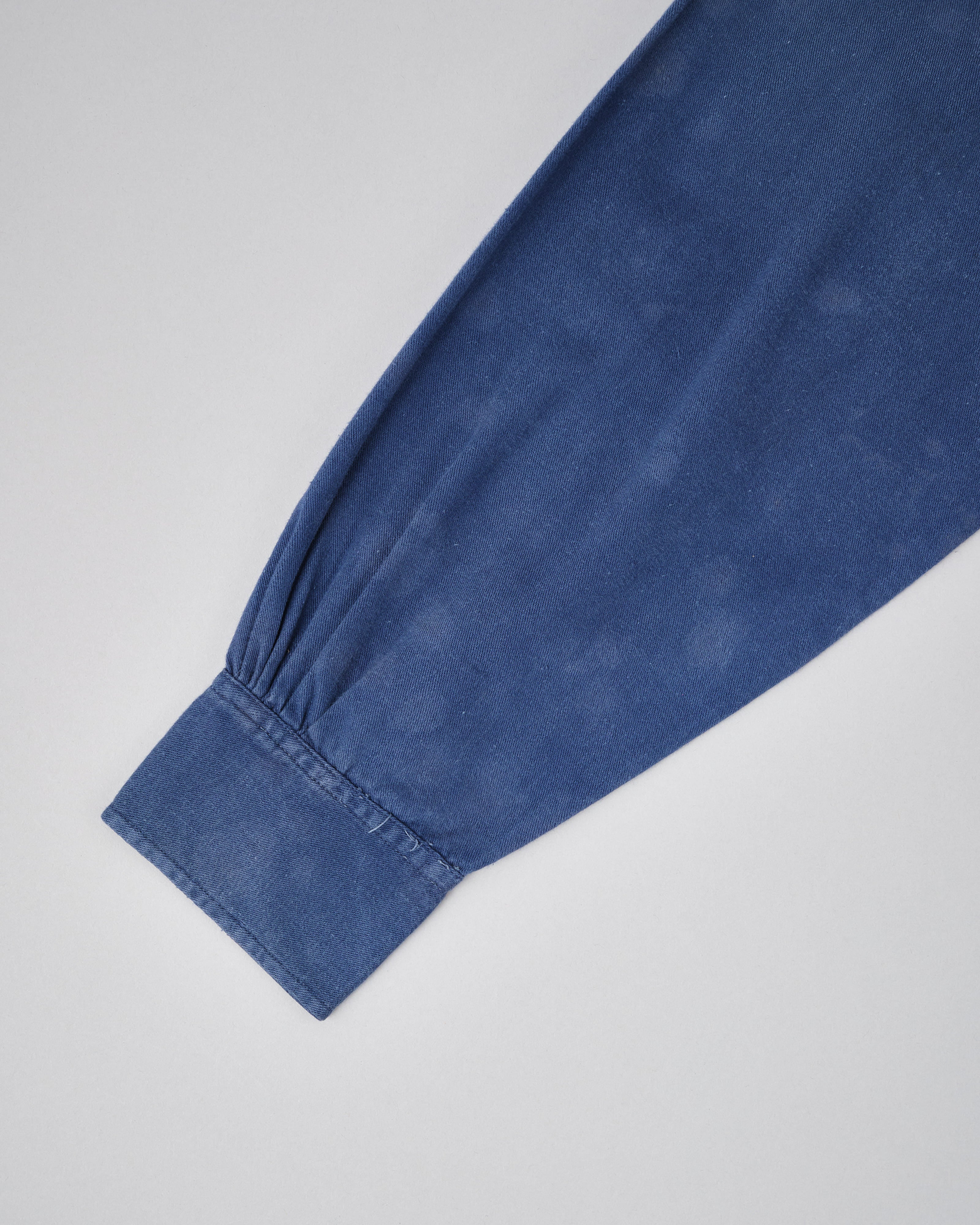 【~50’s】French Vintage Blue Cotton Twill Grandpa Shirt Size.41 "Adolphe Lafont"