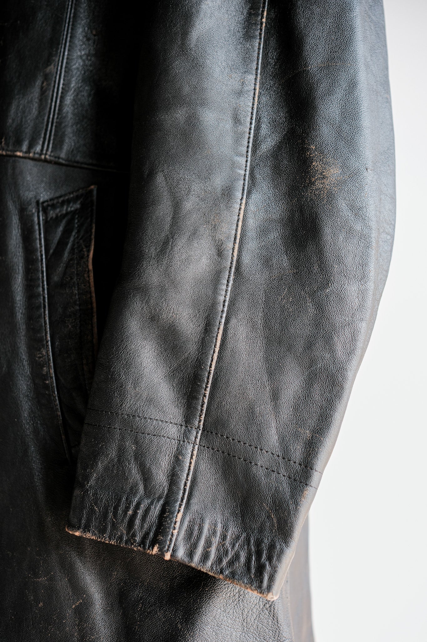 【~70's】French Army Motorcycle Leather Jacket Size.100M