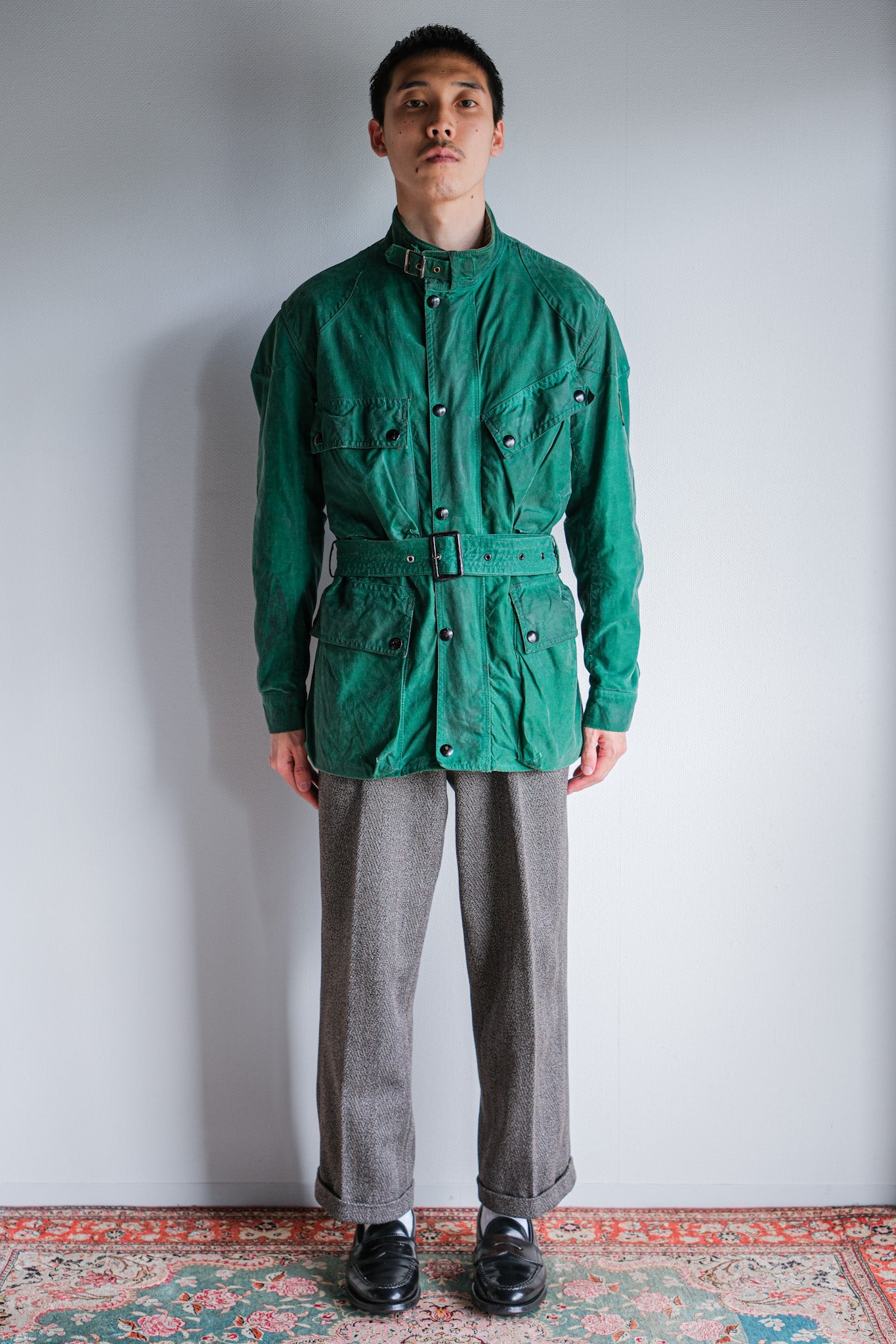 【~60's】Vintage Belstaff Green Waxed Jacket Size.38 "TRIALMASTER"