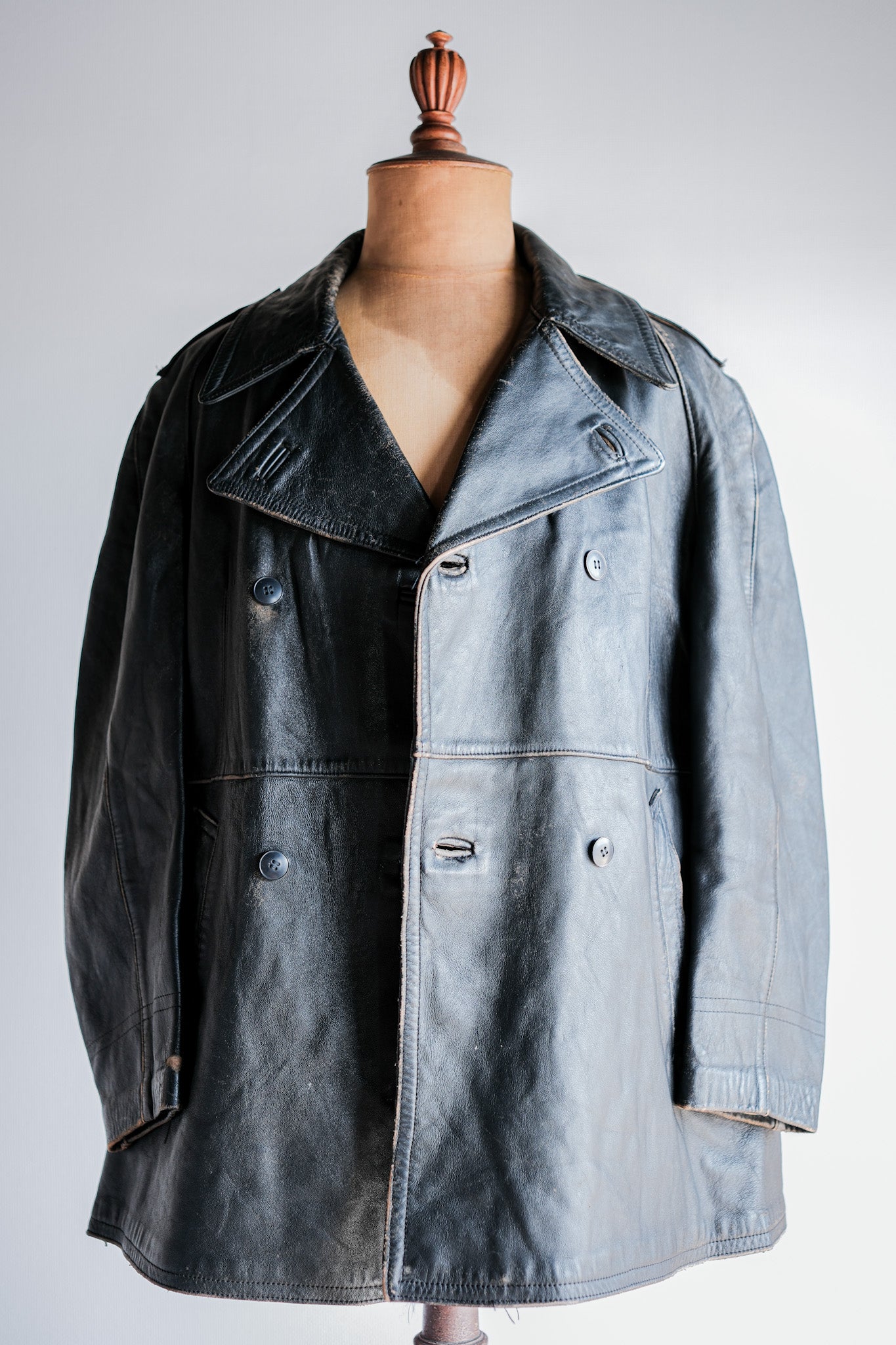 【~70's】French Army Motorcycle Leather Jacket Size.100M