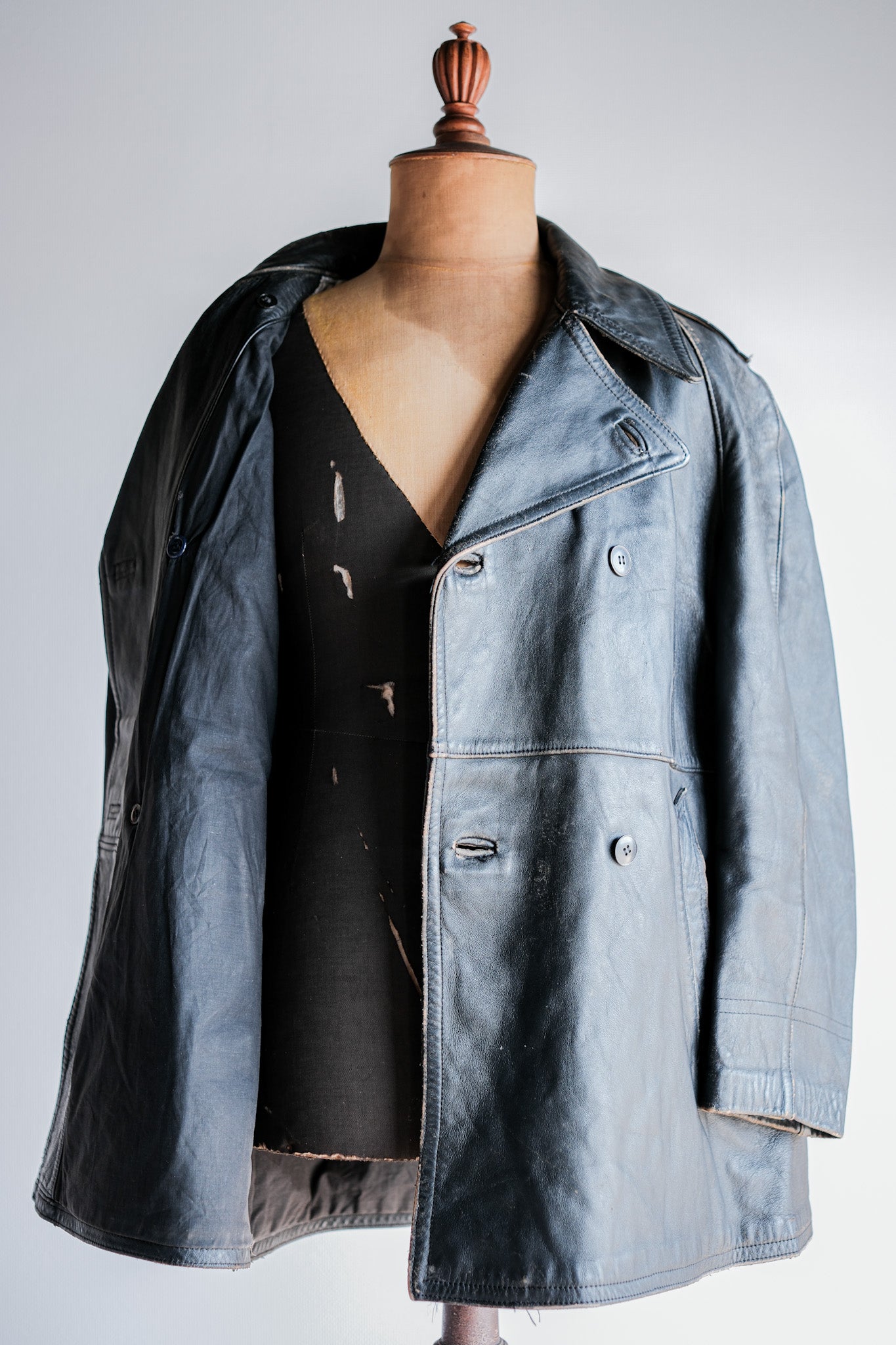 【~70's】French Army Motorcycle Leather Jacket Size.100M