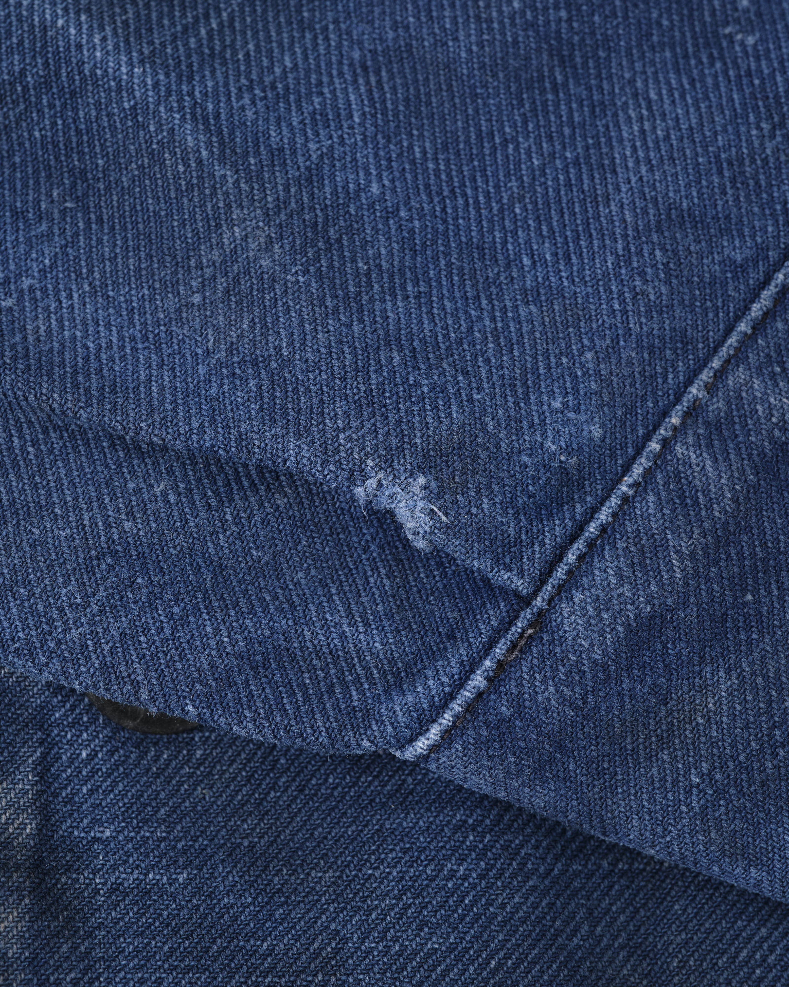 【~50's】French Vintage Blue Cotton Twill Double Breasted Work Jacket