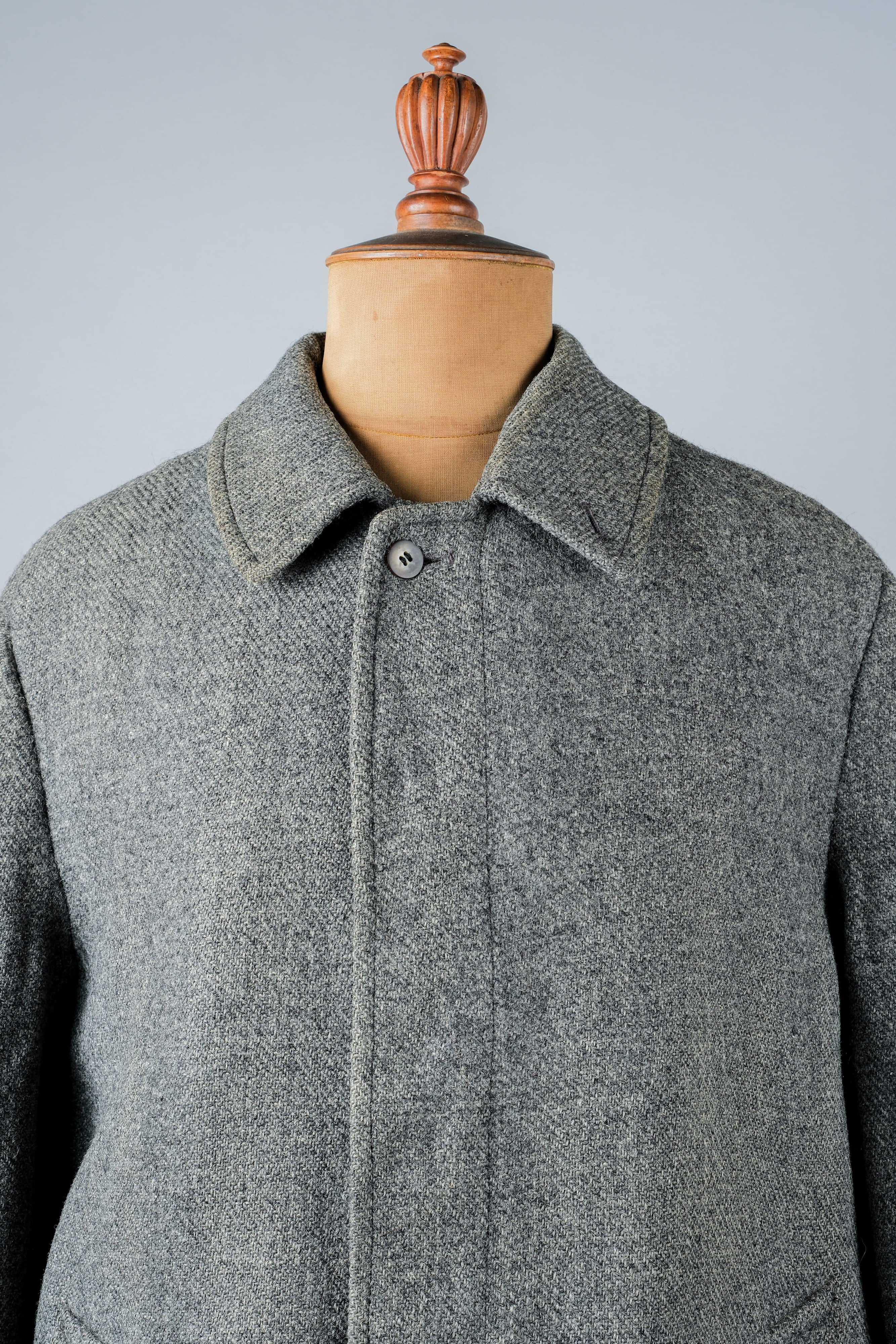 【~80's】Vintage Burberrys Saddle Shoulder Wool Balmacaan Coat Size.50RL "HARRIS TWEED" "Modified"