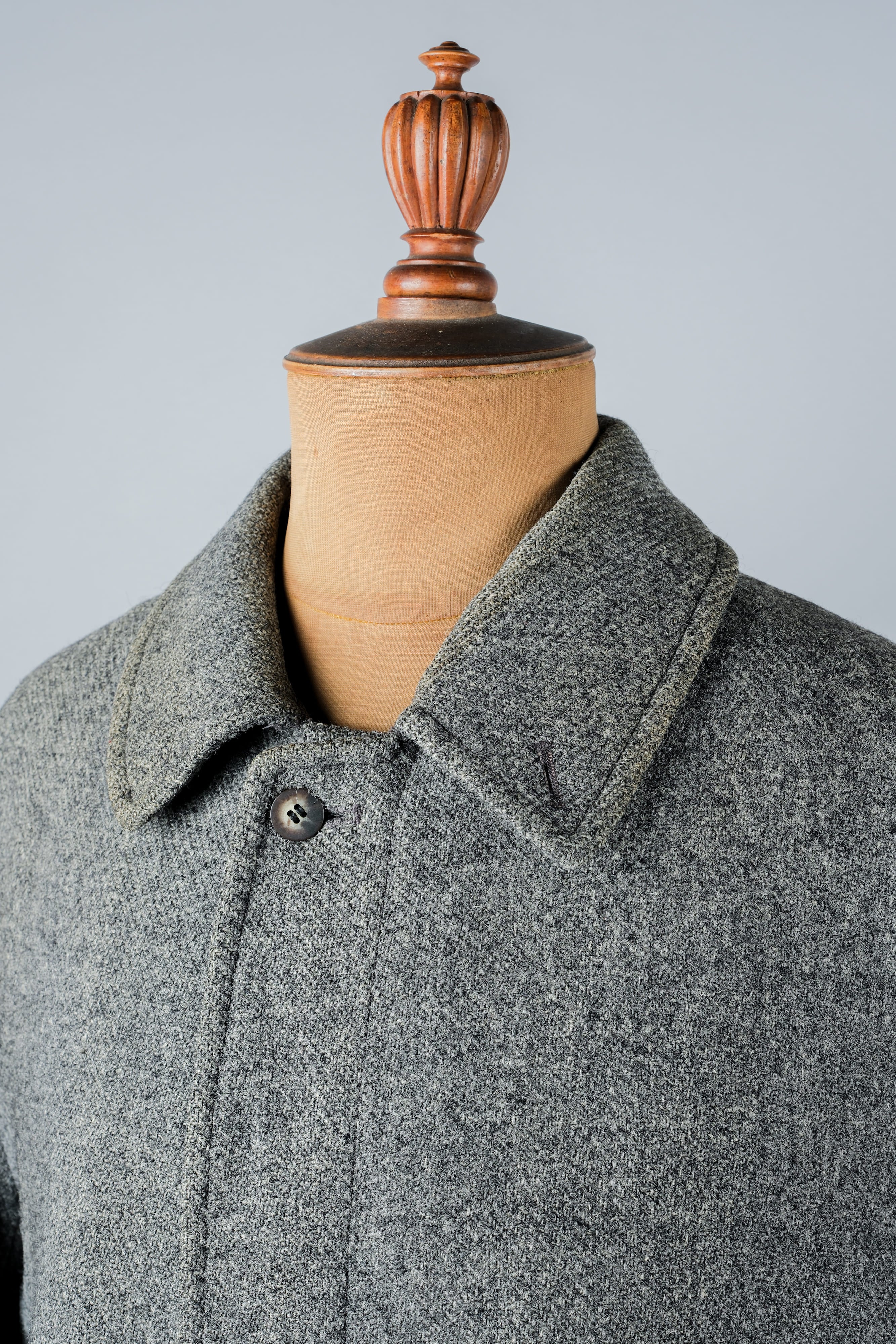 【~80's】Vintage Burberrys Saddle Shoulder Wool Balmacaan Coat Size.50RL "HARRIS TWEED" "Modified"