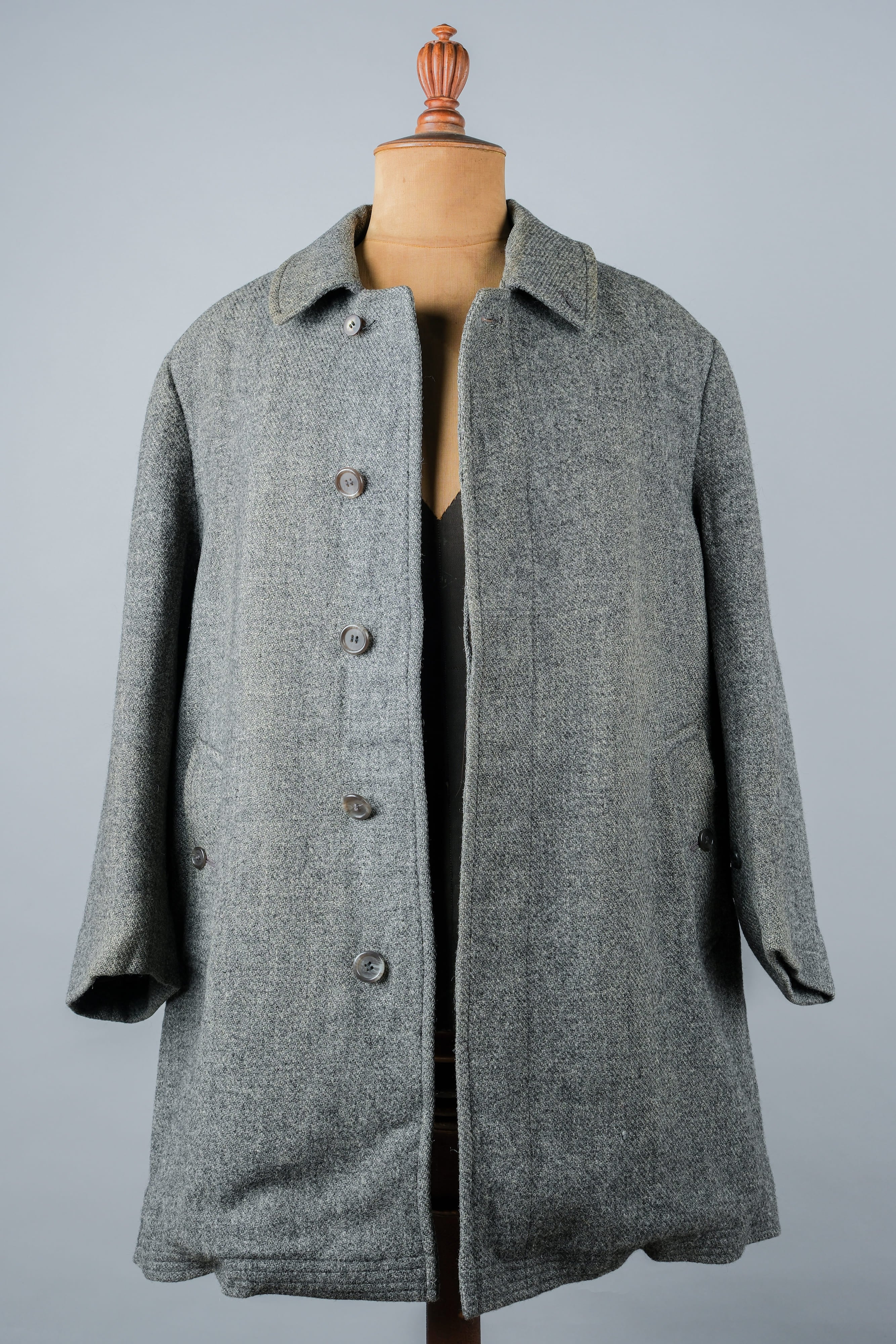 【~80's】Vintage Burberrys Saddle Shoulder Wool Balmacaan Coat Size.50RL "HARRIS TWEED" "Modified"