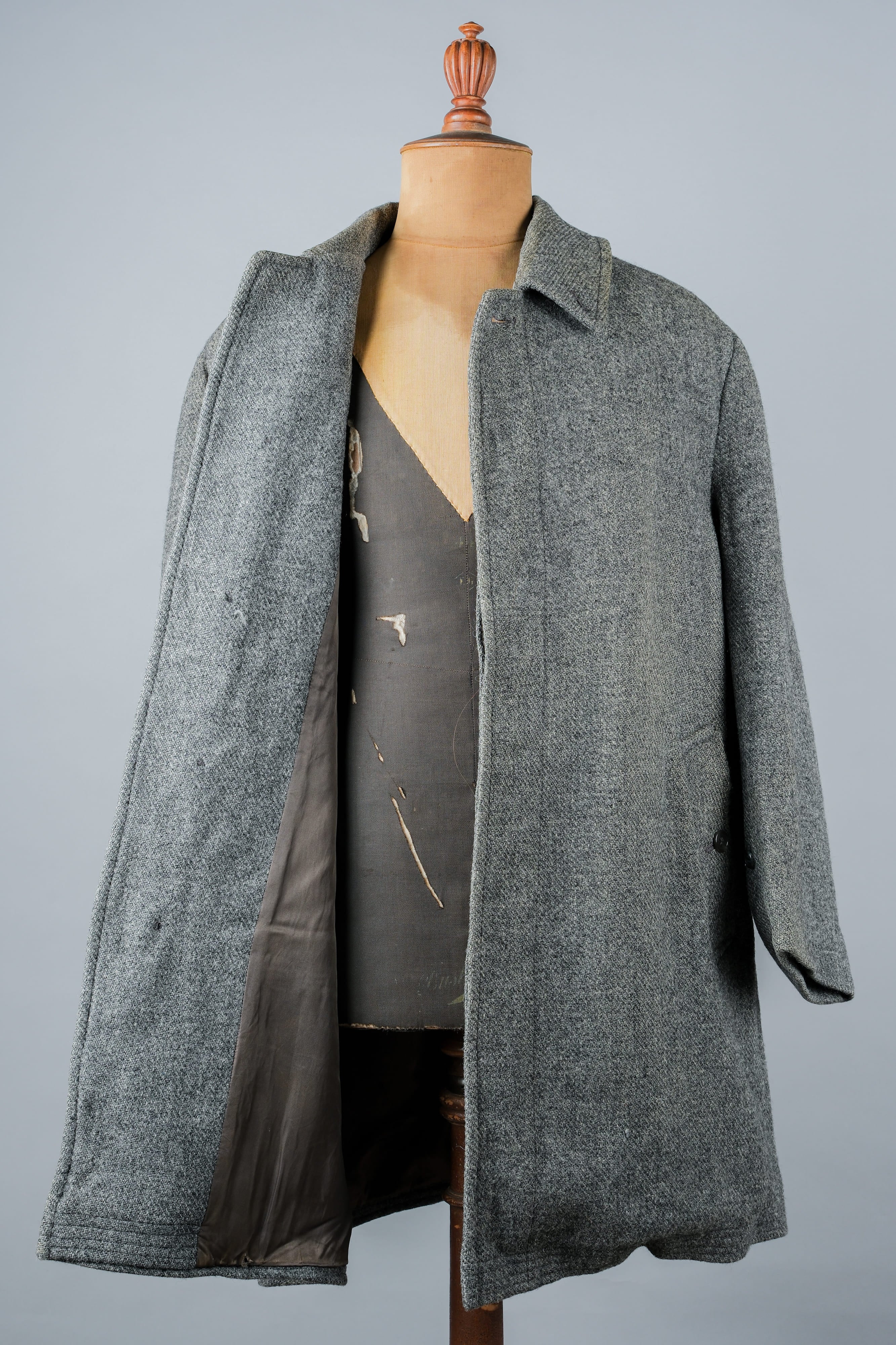 【~80's】Vintage Burberrys Saddle Shoulder Wool Balmacaan Coat Size.50RL "HARRIS TWEED" "Modified"