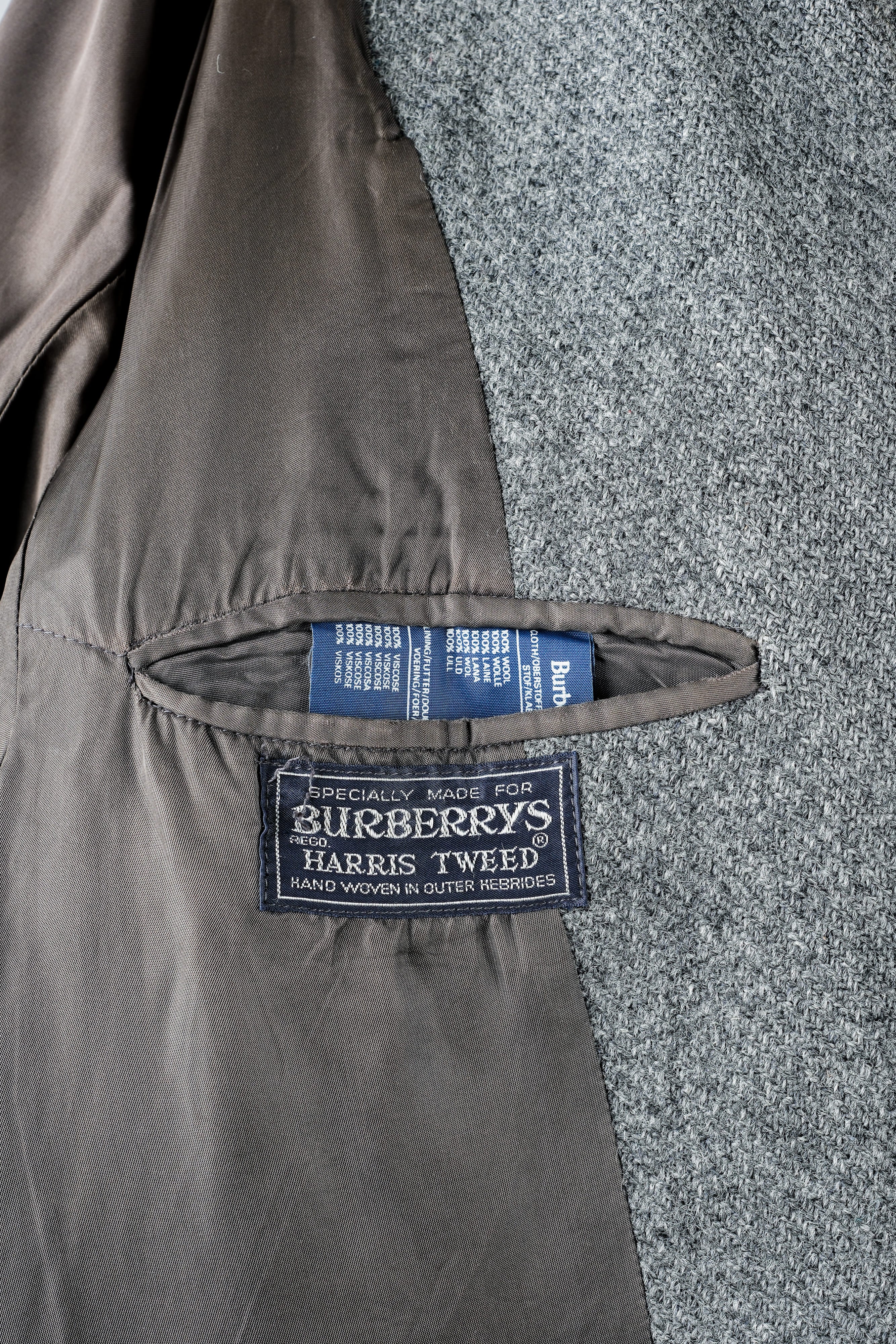 【~80's】Vintage Burberrys Saddle Shoulder Wool Balmacaan Coat Size.50RL "HARRIS TWEED" "Modified"