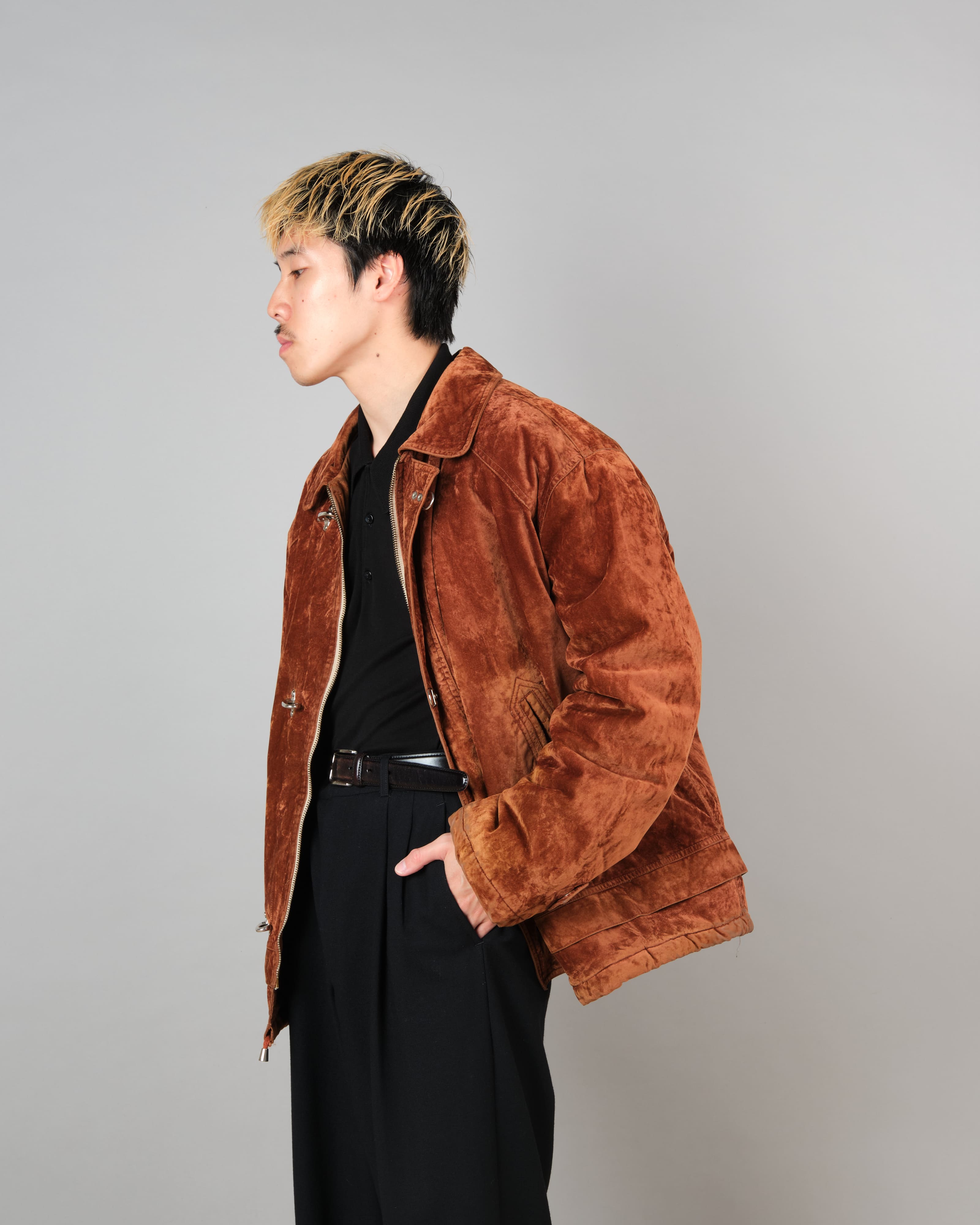 【~80's】Italian Vintage Brown Velvet Fireman Jacket Size.L "BERRY&BERRY"