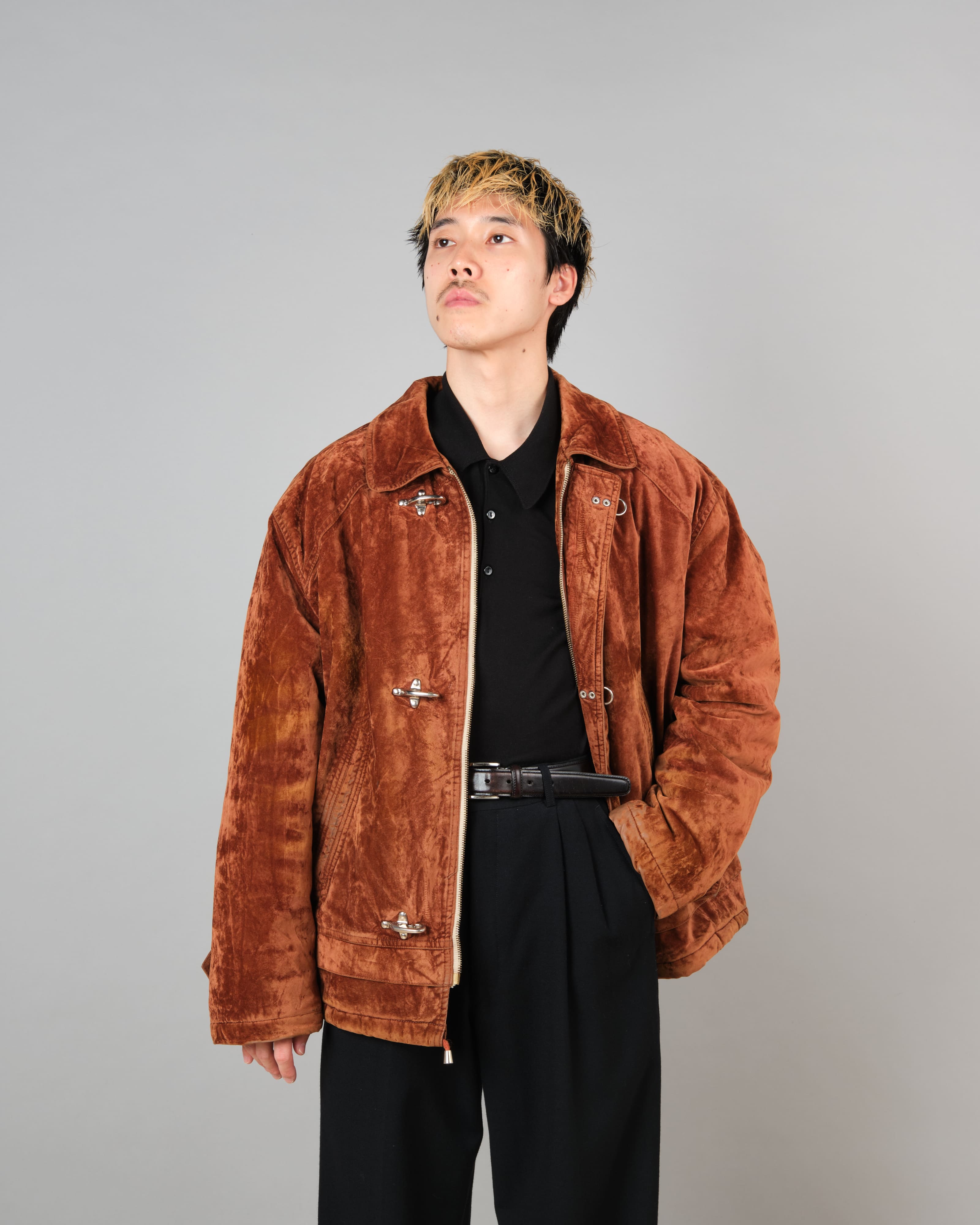 【~80's】Italian Vintage Brown Velvet Fireman Jacket Size.L "BERRY&BERRY"