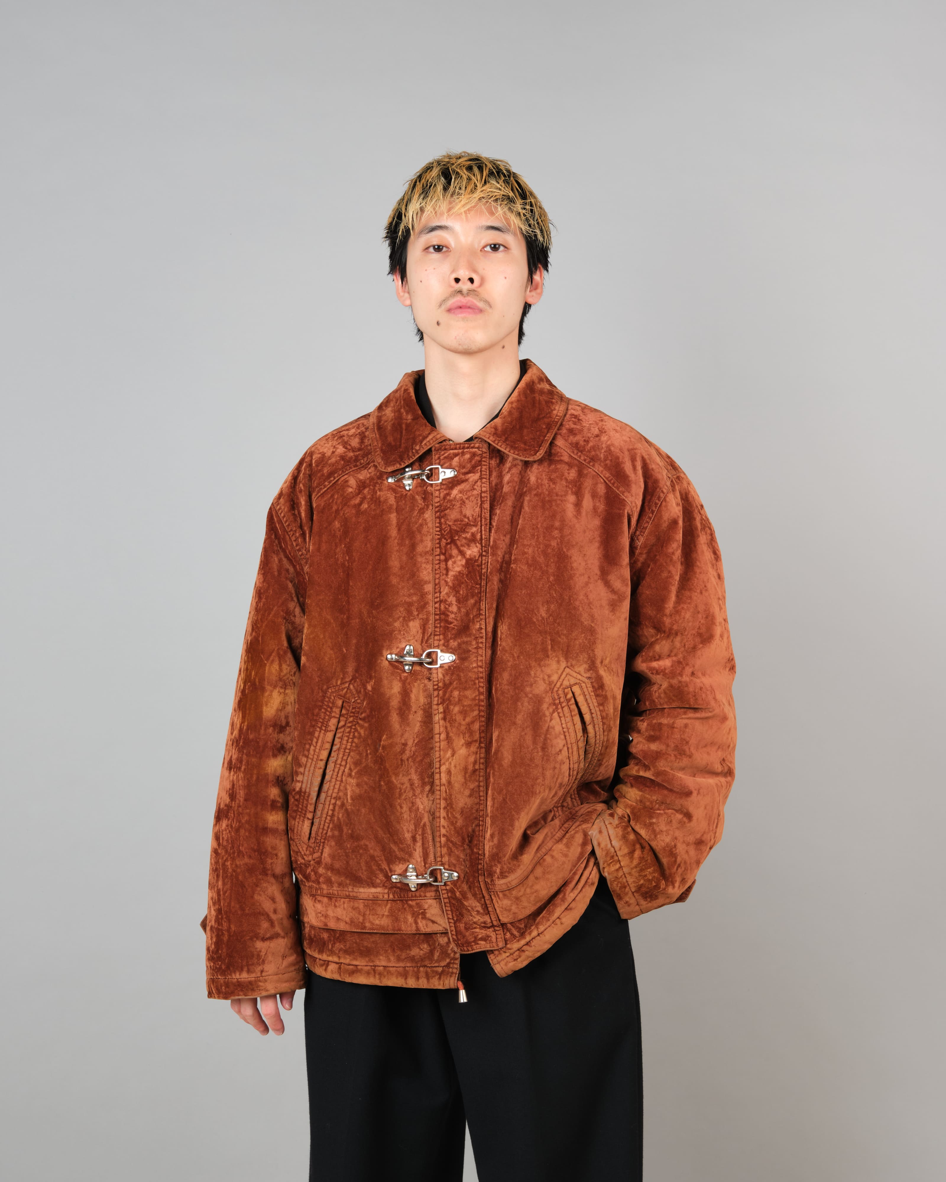 【~80's】Italian Vintage Brown Velvet Fireman Jacket Size.L "BERRY&BERRY"