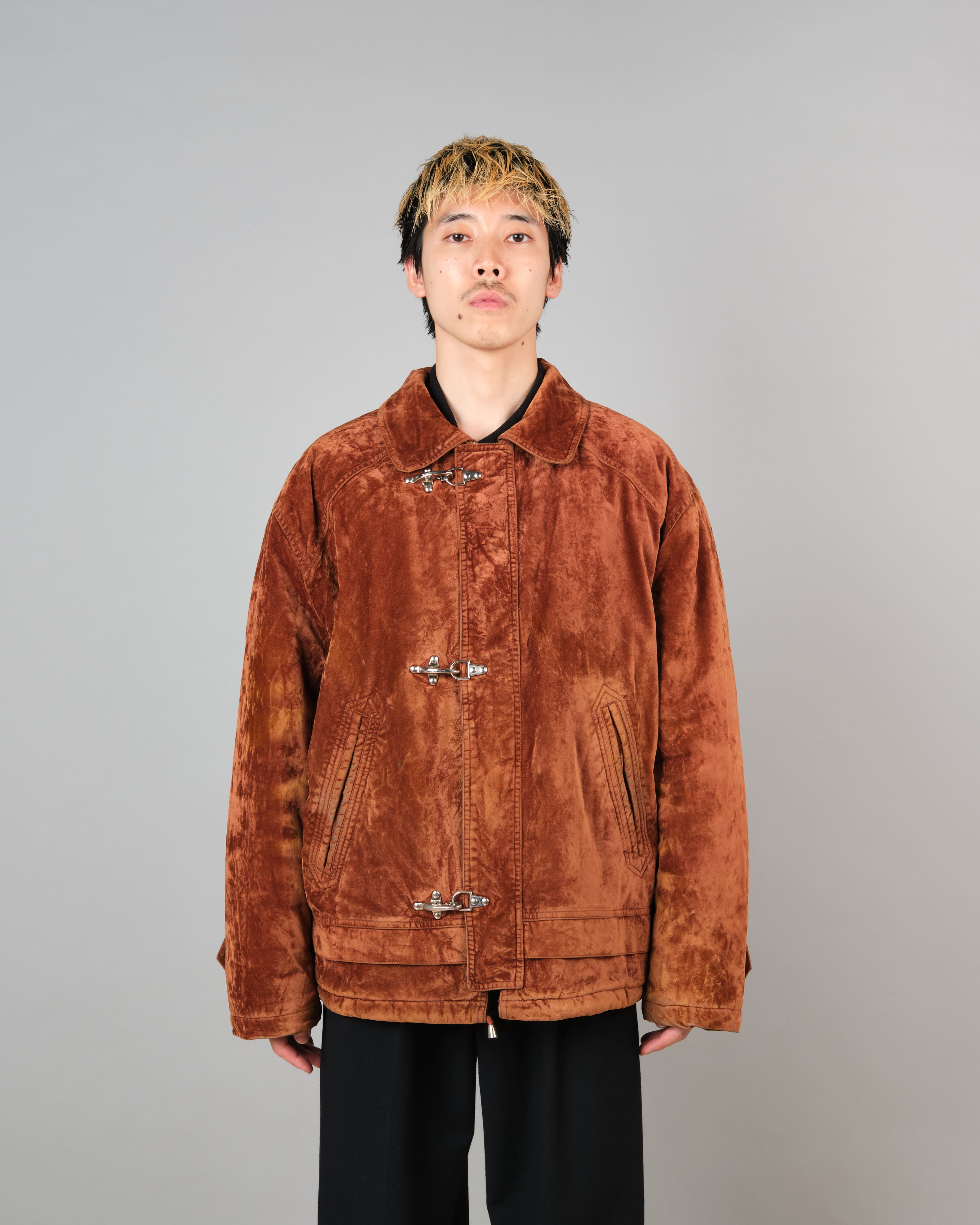 【~80's】Italian Vintage Brown Velvet Fireman Jacket Size.L "BERRY&BERRY"