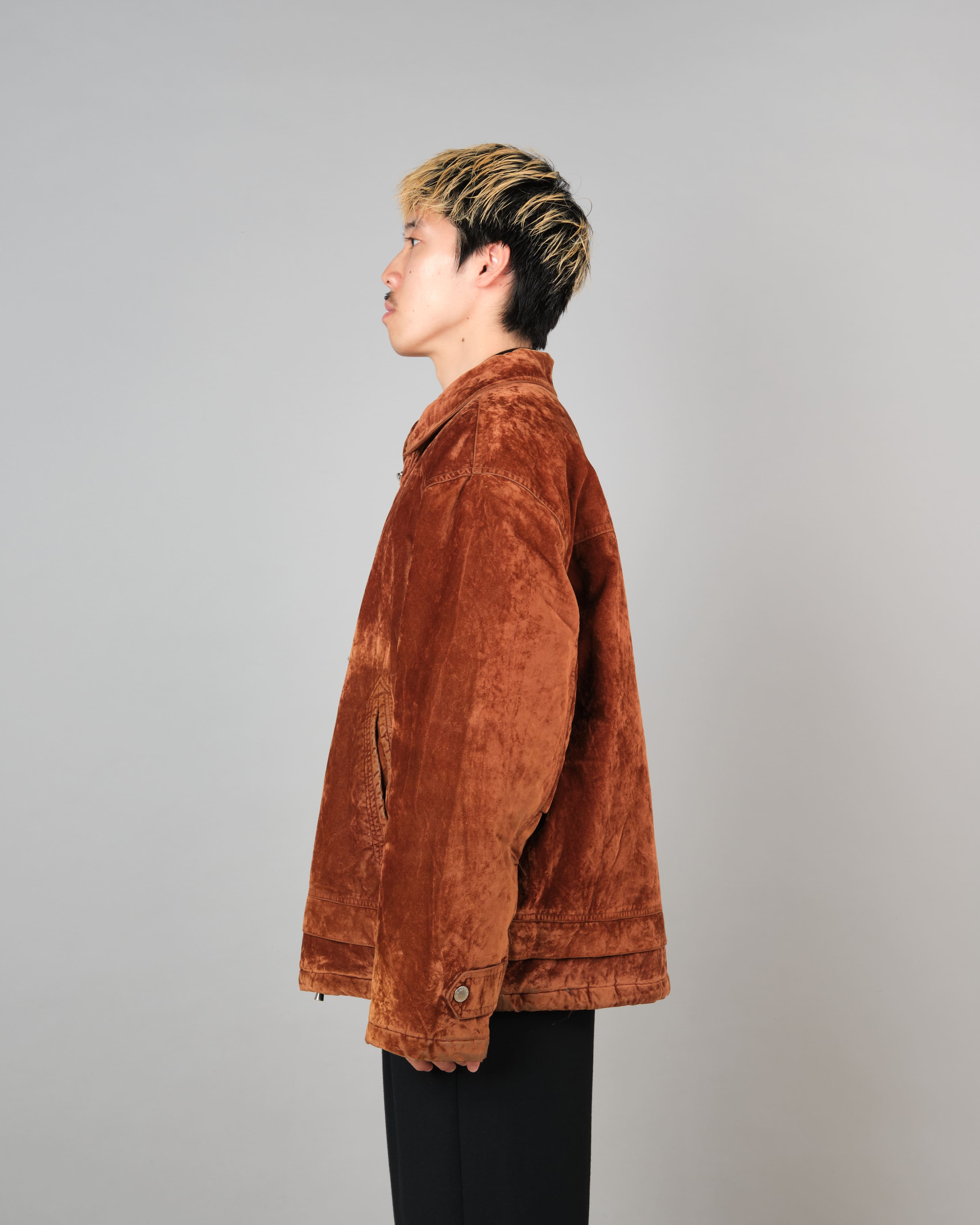 【~80's】Italian Vintage Brown Velvet Fireman Jacket Size.L "BERRY&BERRY"