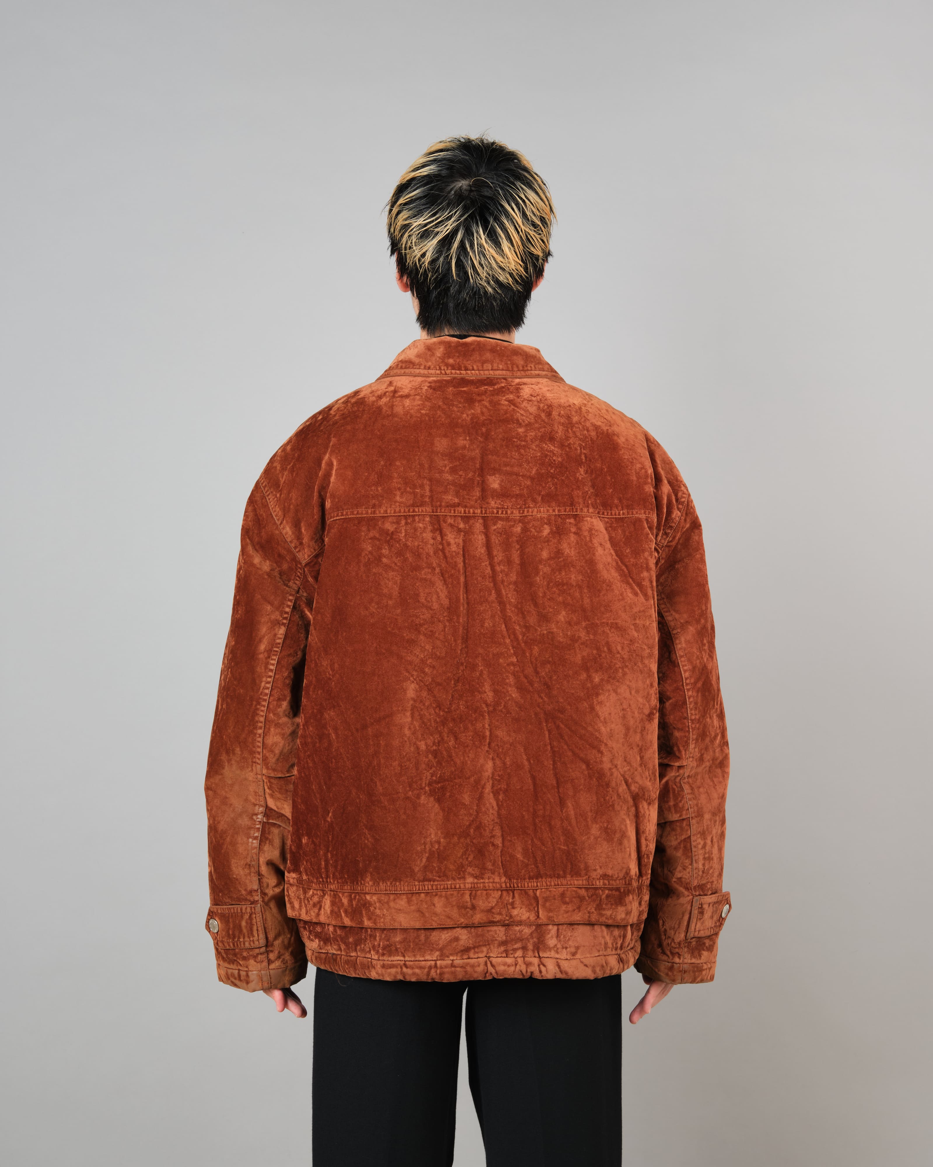 【~80's】Italian Vintage Brown Velvet Fireman Jacket Size.L "BERRY&BERRY"