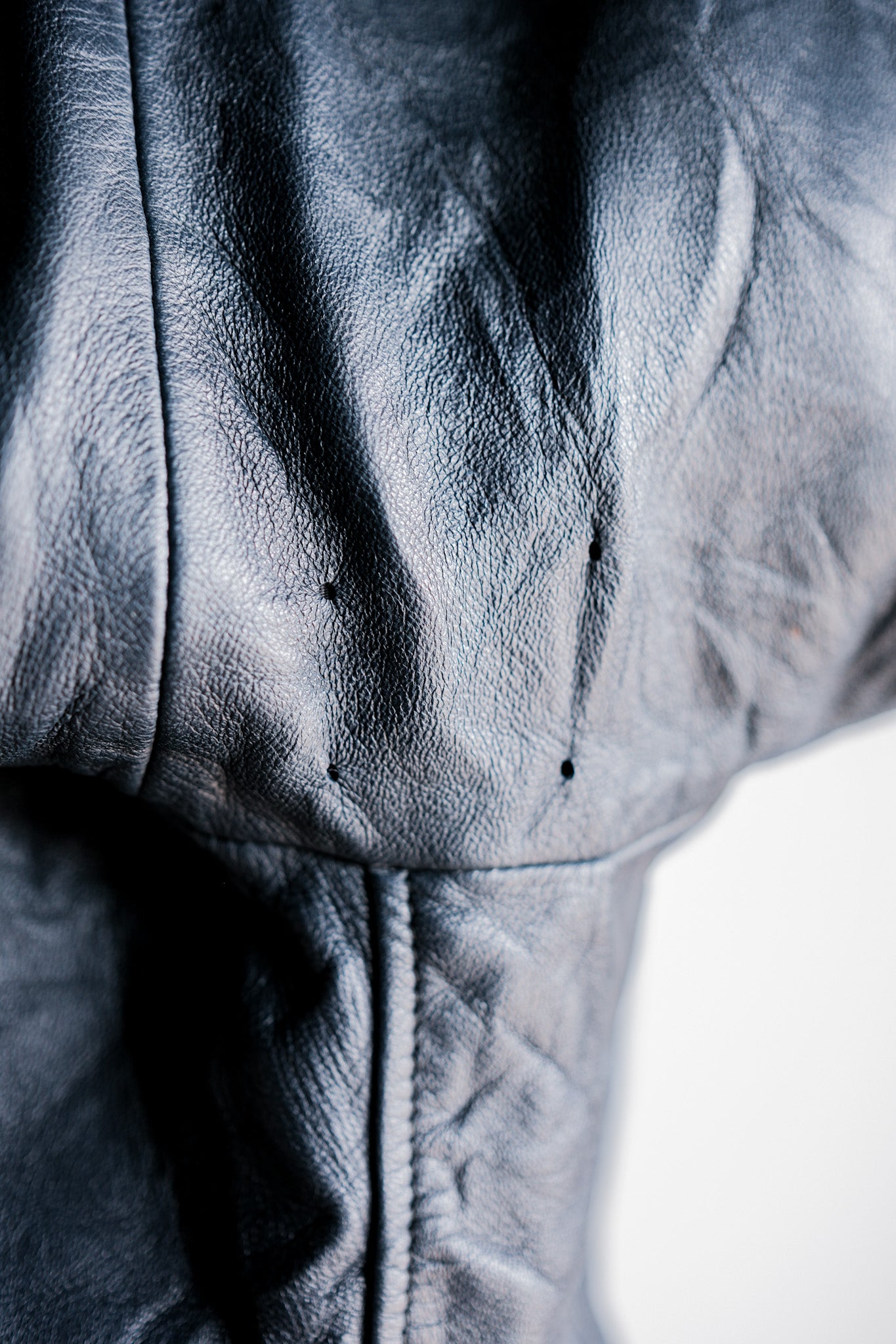 【~70's】French Air Force Pilot Leather Jacket With Chin Strap Size.96L "Full Set"