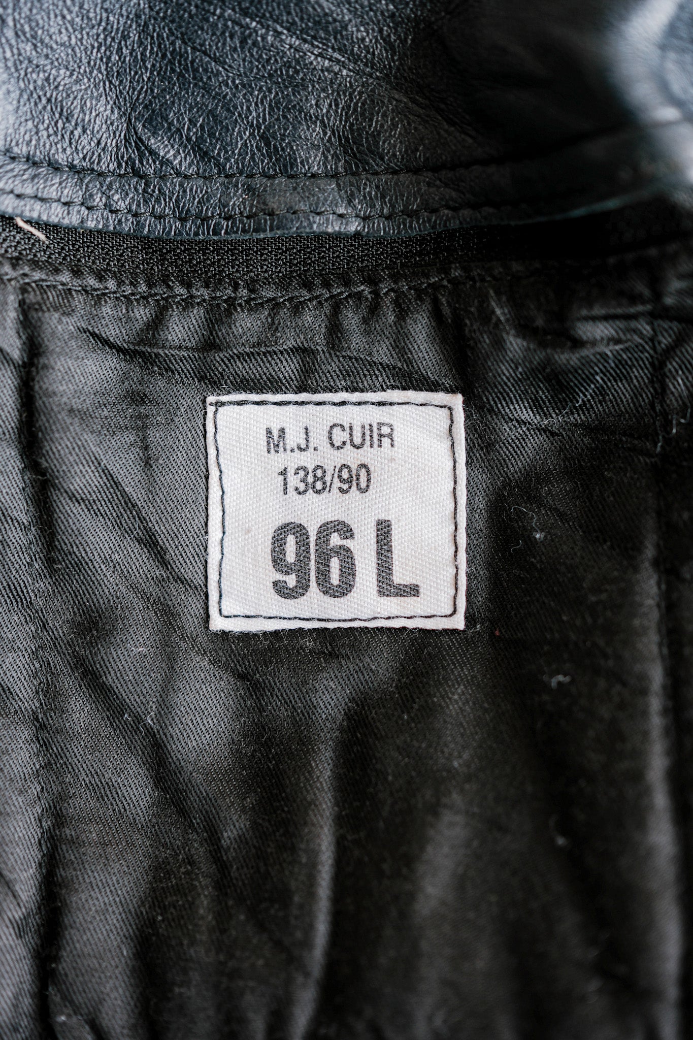 【~70's】French Air Force Pilot Leather Jacket With Chin Strap Size.96L "Full Set"