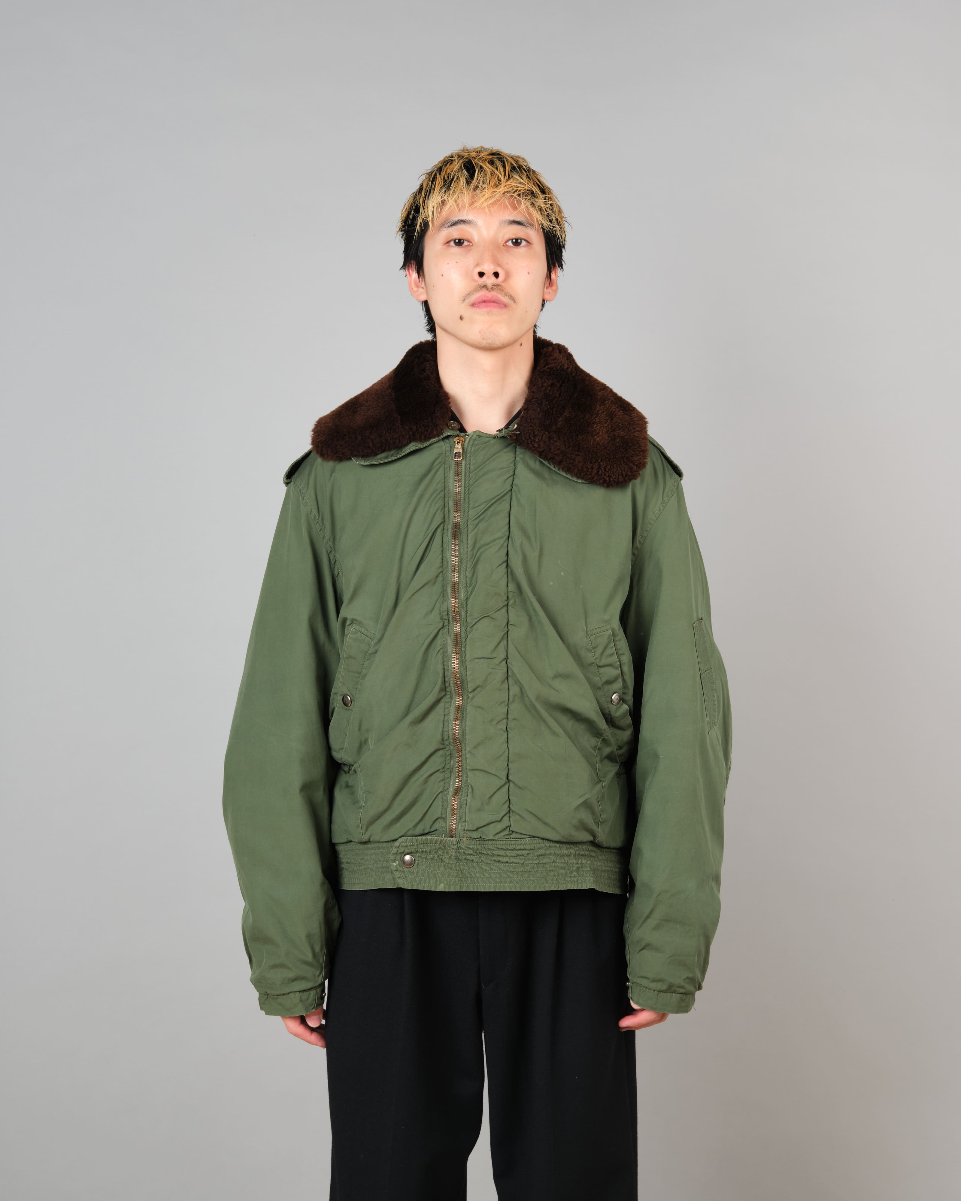【~60's】French Air Force Cotton Flight Jacket With Boa Collar Size.104MGM