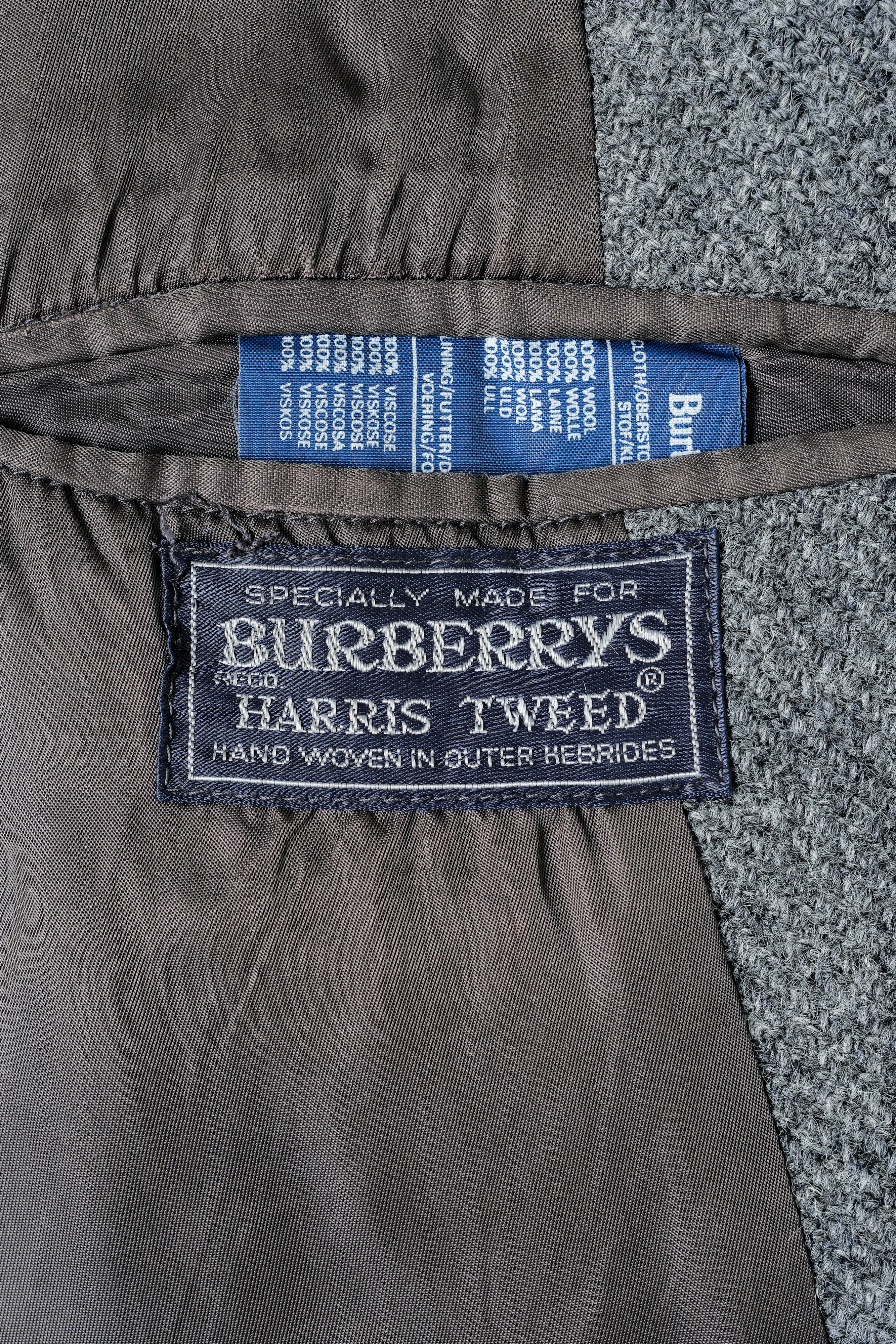 【~80's】Vintage Burberrys Saddle Shoulder Wool Balmacaan Coat Size.50RL "HARRIS TWEED" "Modified"