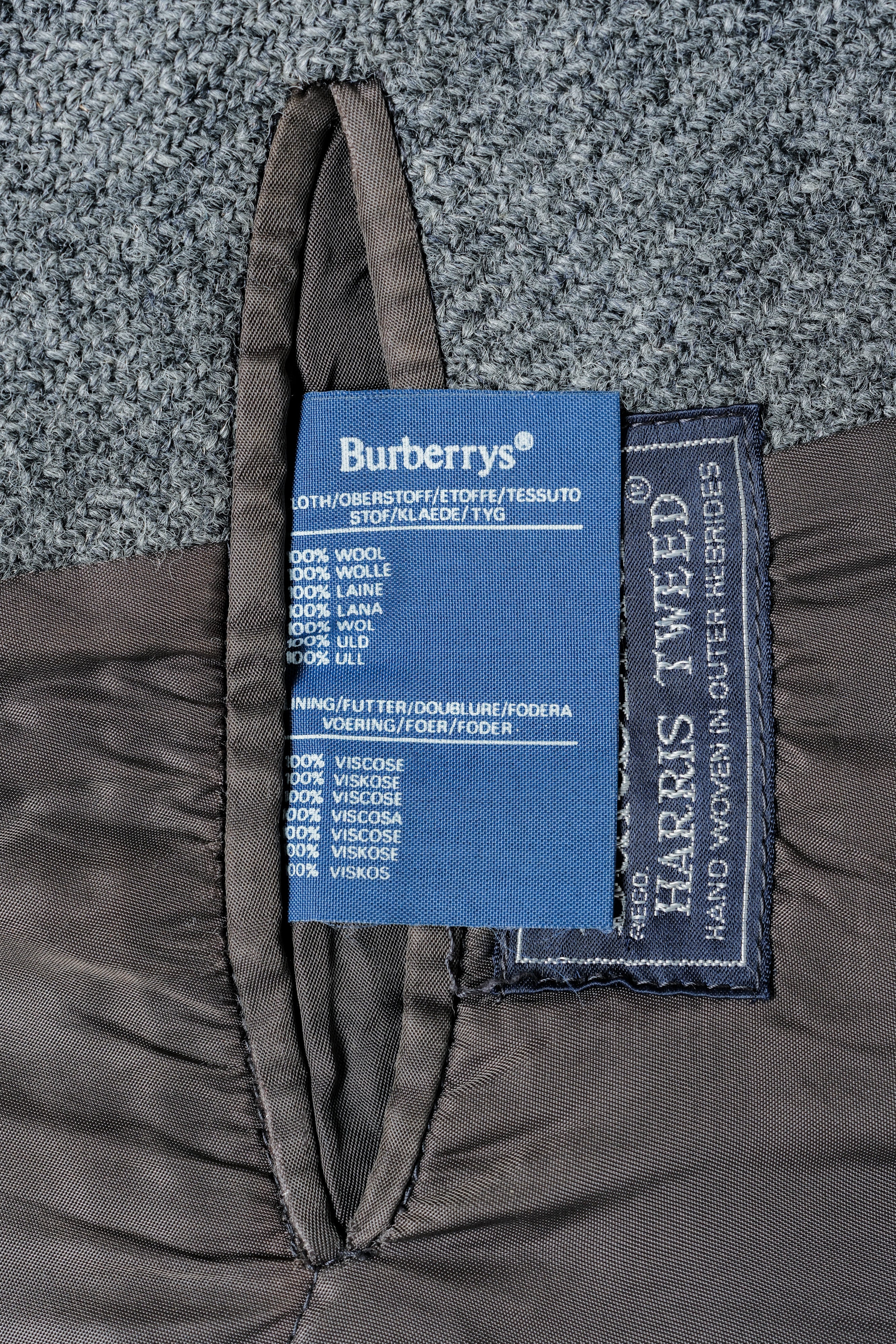 【~80's】Vintage Burberrys Saddle Shoulder Wool Balmacaan Coat Size.50RL "HARRIS TWEED" "Modified"