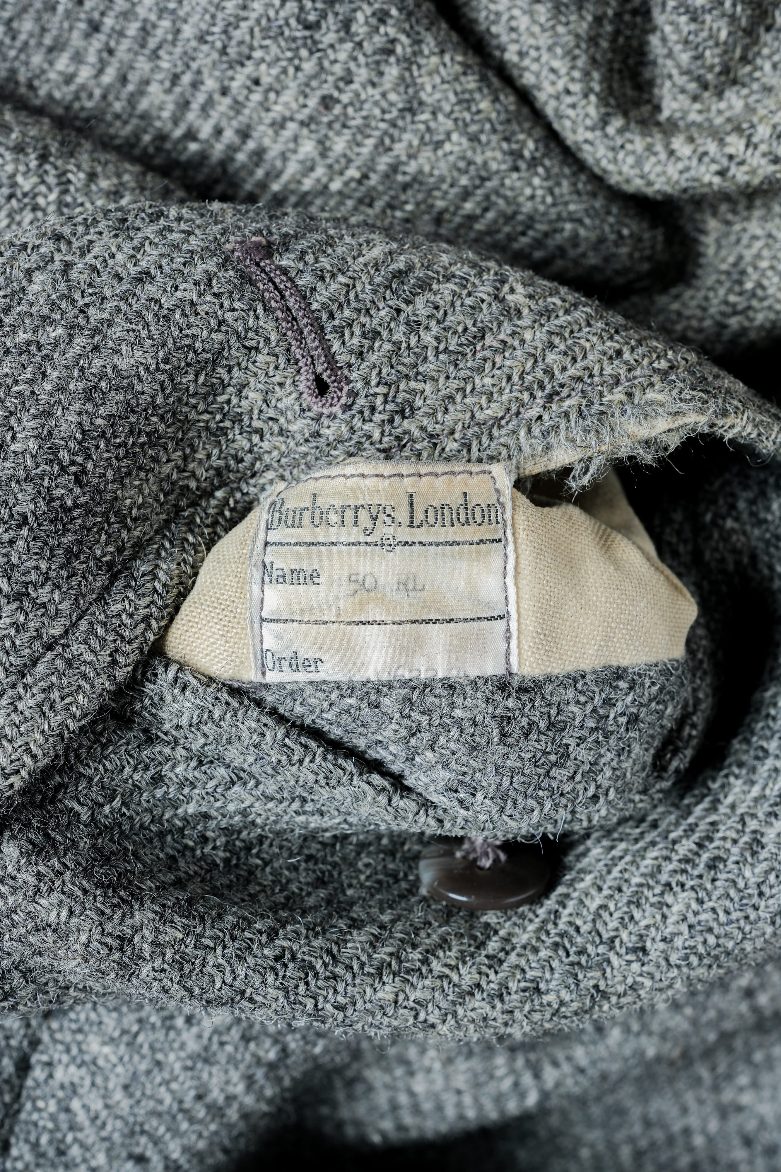 【~80's】Vintage Burberrys Saddle Shoulder Wool Balmacaan Coat Size.50RL "HARRIS TWEED" "Modified"