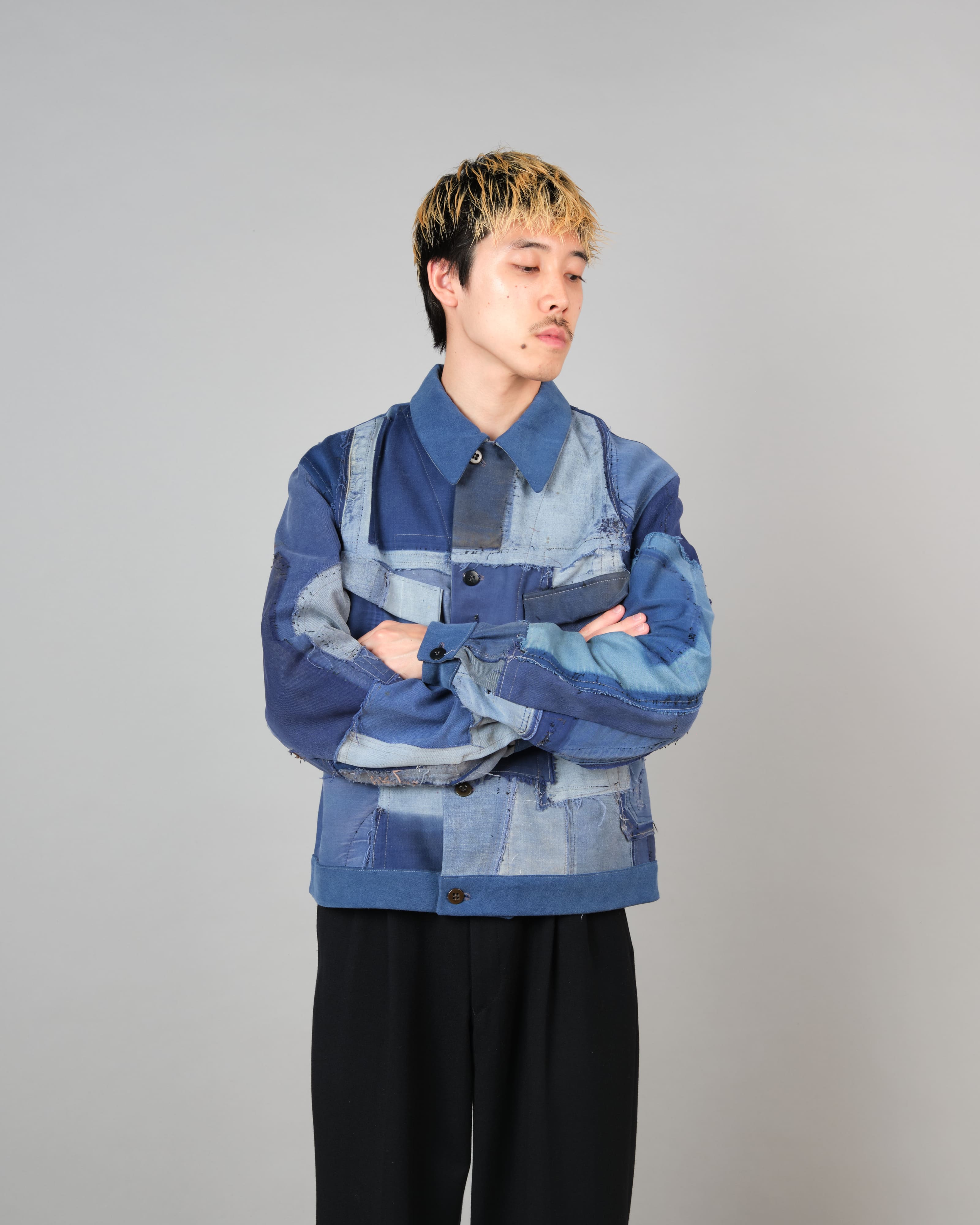 Various French Vintage Blue Fabrics短Jacket