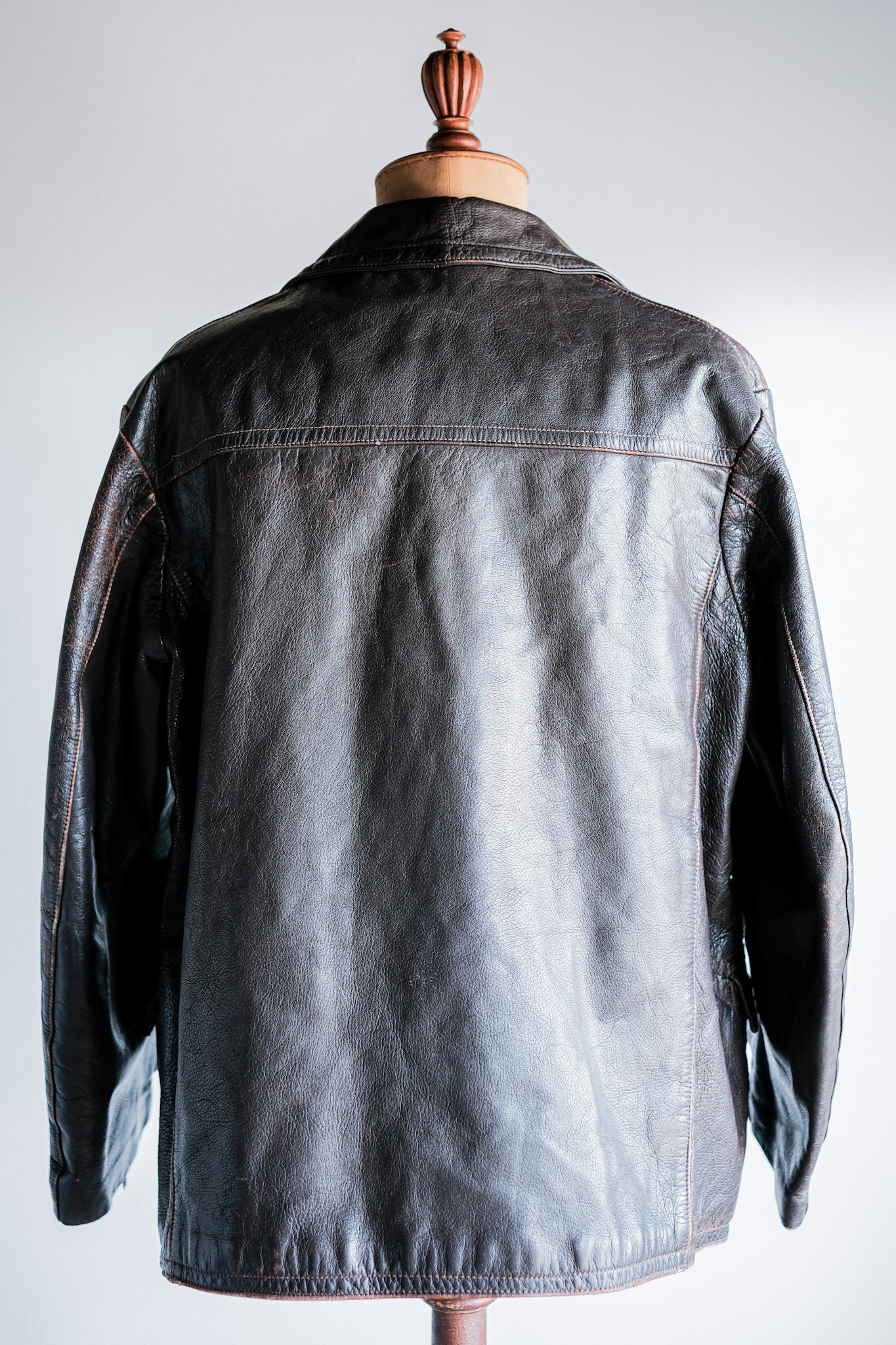 【~40's】French Vintage Brown Leather Jacket