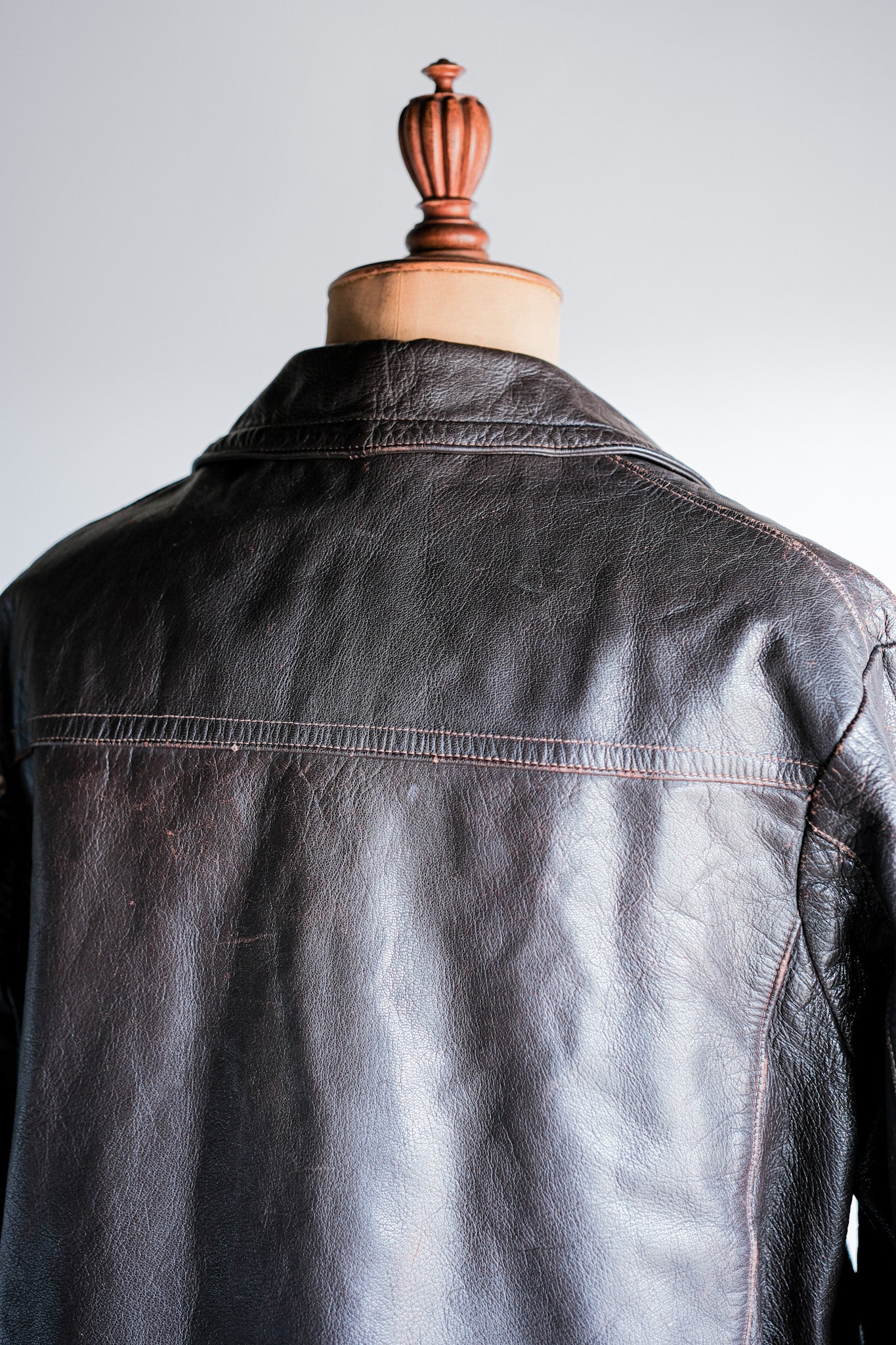 【~40's】French Vintage Brown Leather Jacket