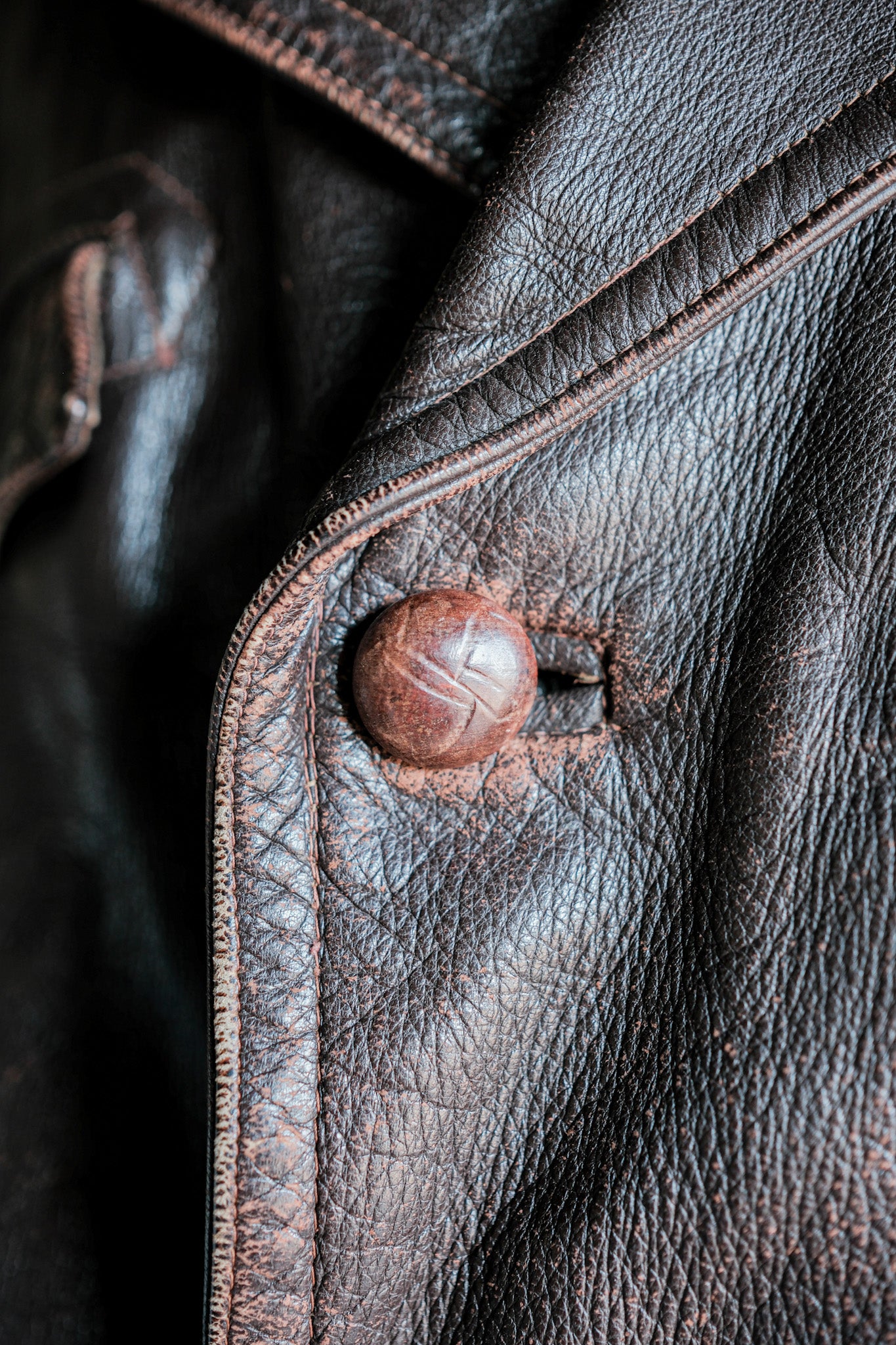 【~40's】French Vintage Brown Leather Jacket