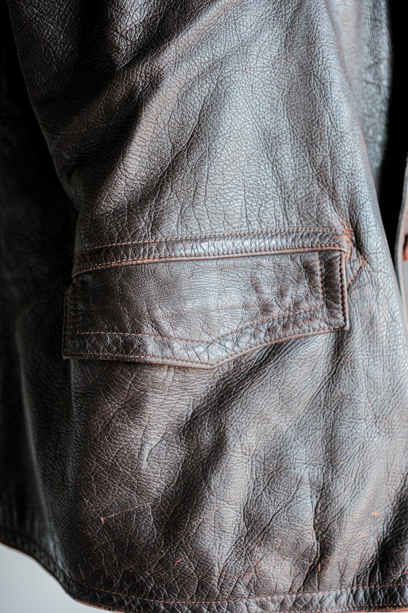 【~40's】French Vintage Brown Leather Jacket