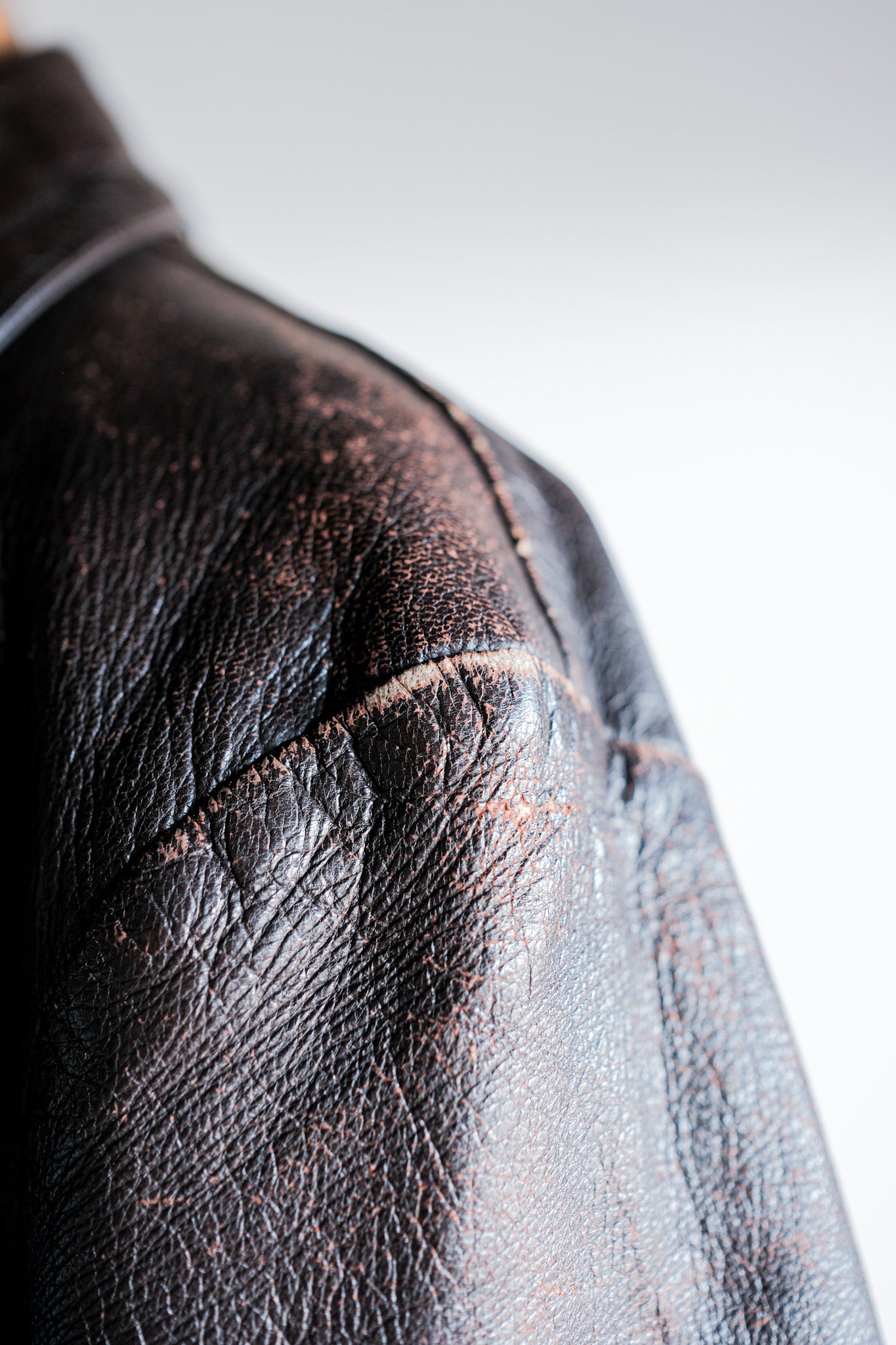 【~40's】French Vintage Brown Leather Jacket