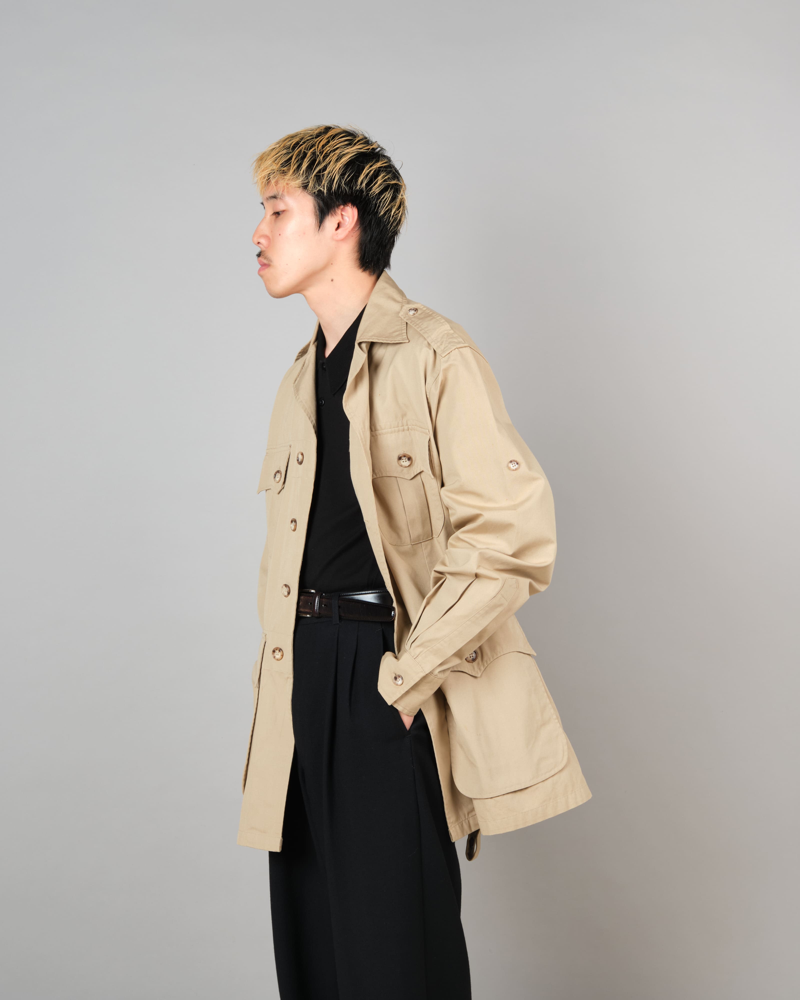 【~80's】Vintage Willis&Geiger Bush Poplin Safari Jacket Size.42 "Made in U.S.A."