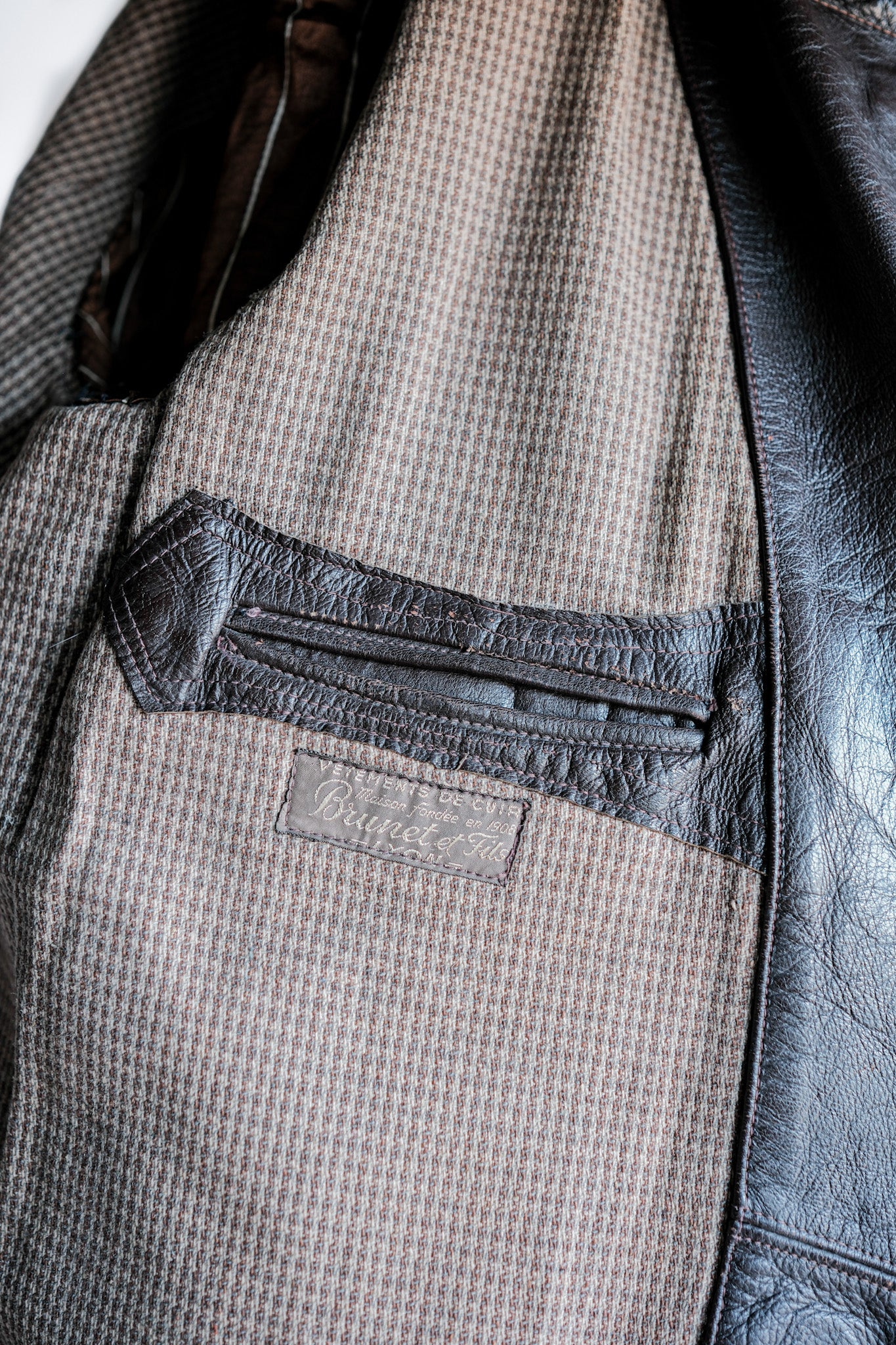 【~40's】French Vintage Brown Leather Jacket