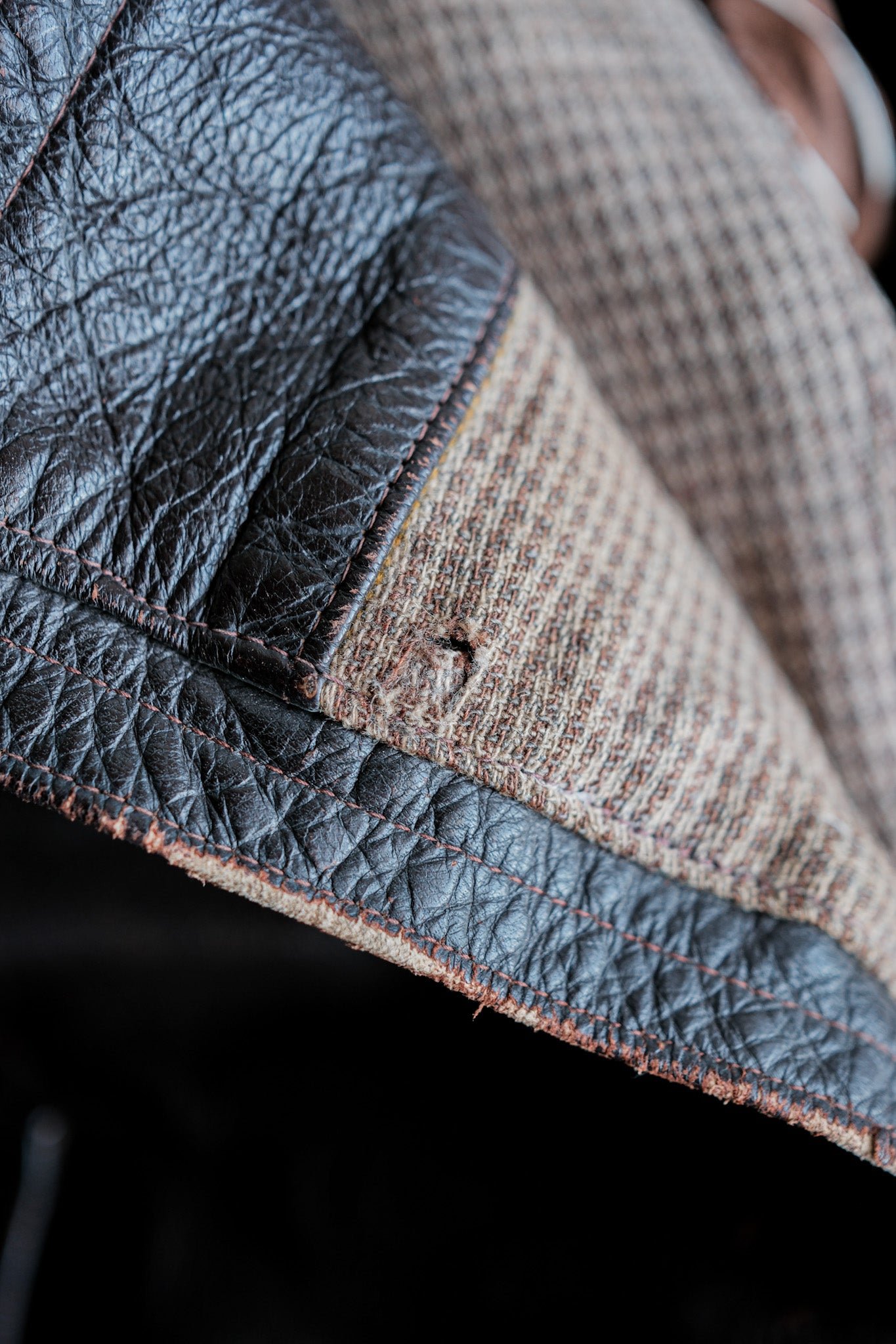 【~40's】French Vintage Brown Leather Jacket