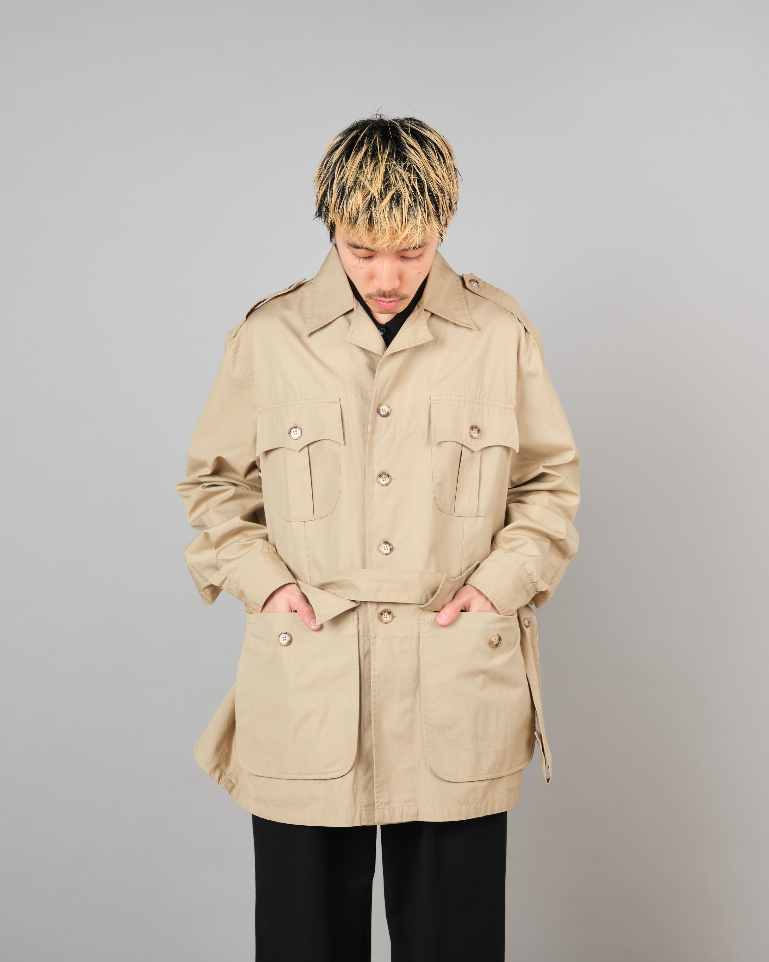 【~80's】Vintage Willis&Geiger Bush Poplin Safari Jacket Size.42 "Made in U.S.A."