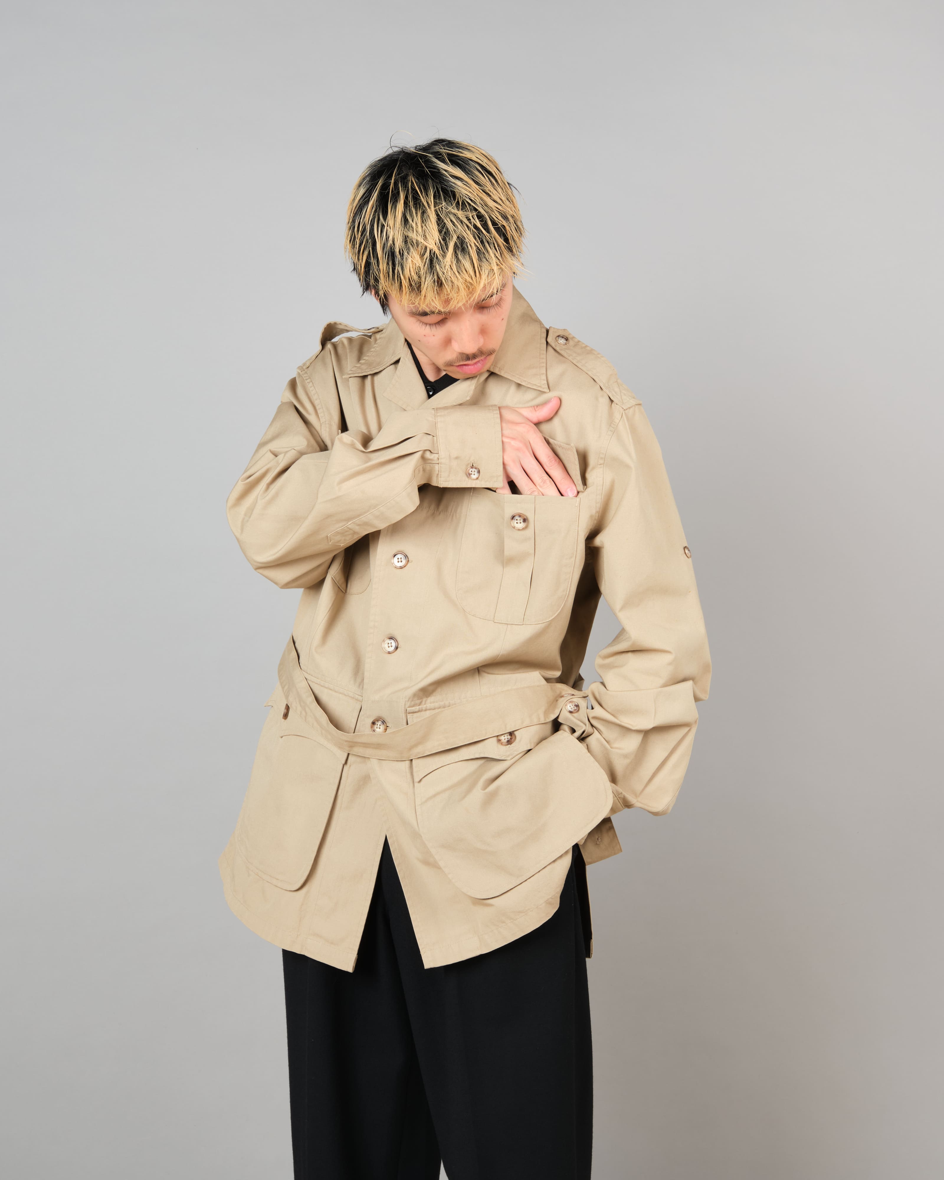 【~80's】Vintage Willis&Geiger Bush Poplin Safari Jacket Size.42 "Made in U.S.A."