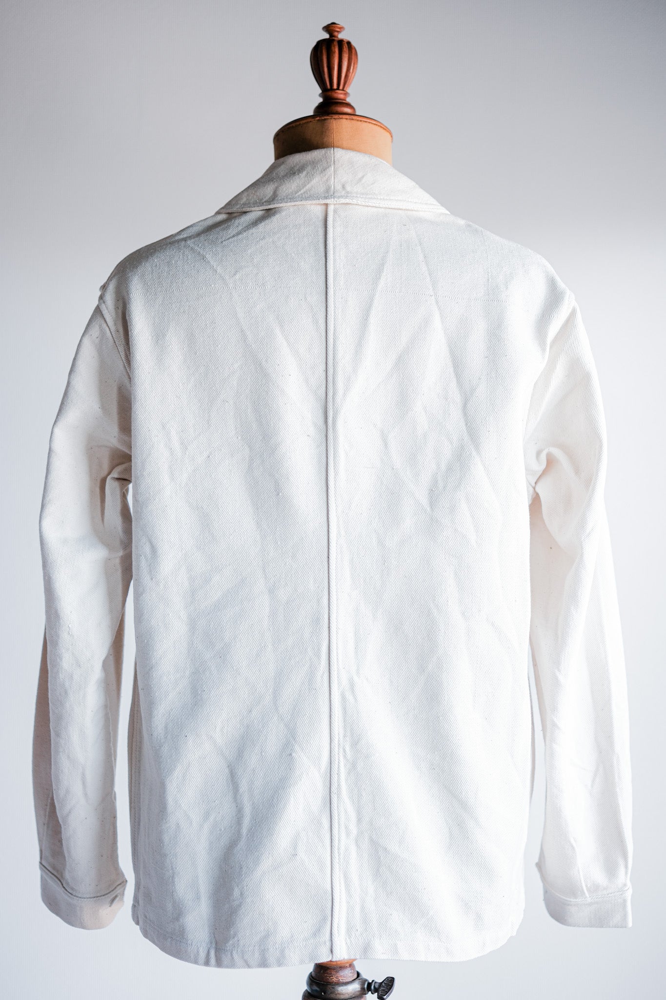 【~40's】French Vintage White Cotton Twill Work Jacket Size.50 "Dead Stock"