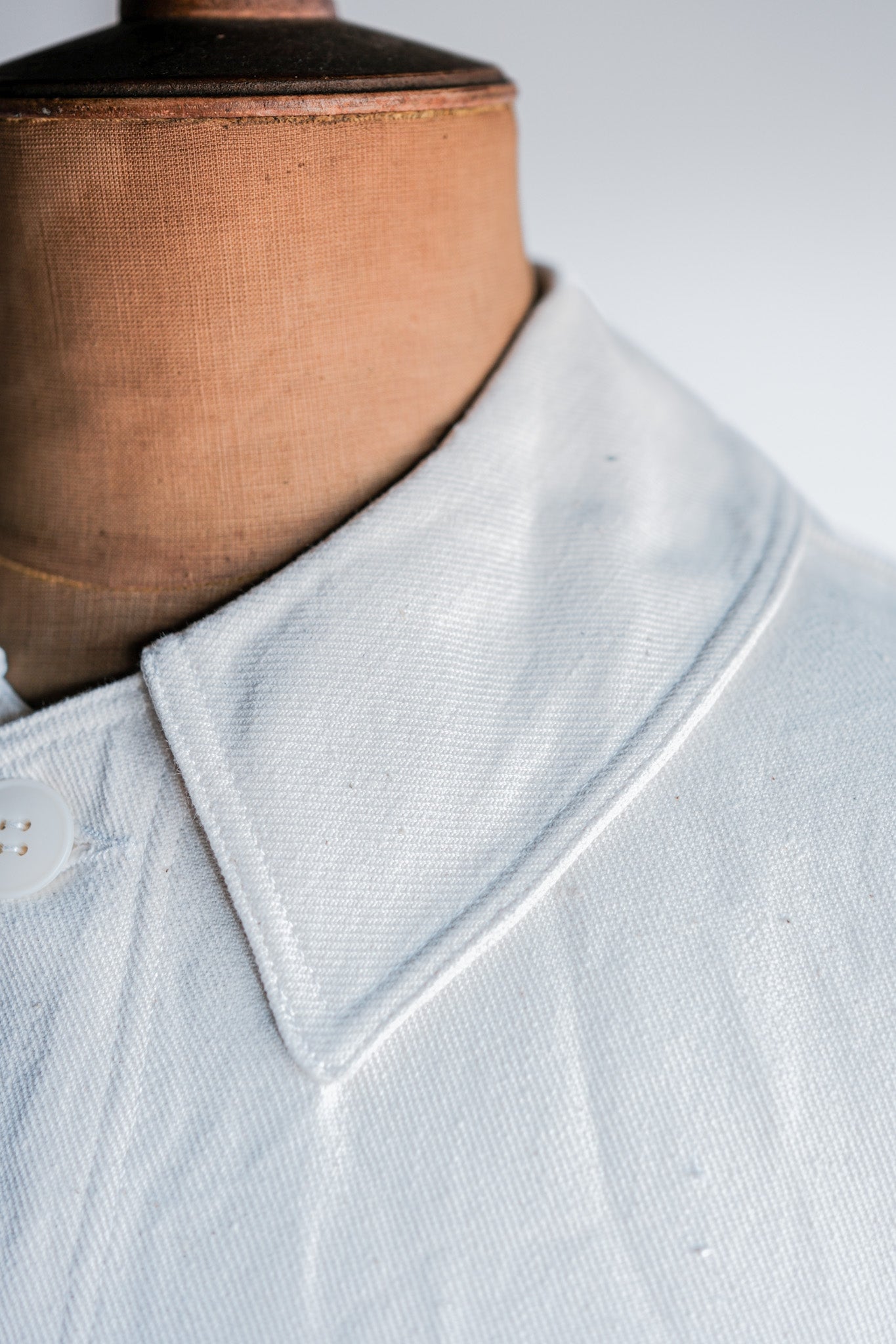 【~40's】French Vintage White Cotton Twill Work Jacket Size.50 "Dead Stock"