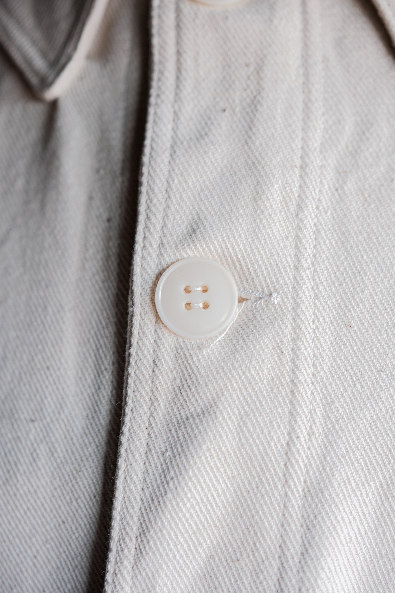 【~40's】French Vintage White Cotton Twill Work Jacket Size.50 "Dead Stock"