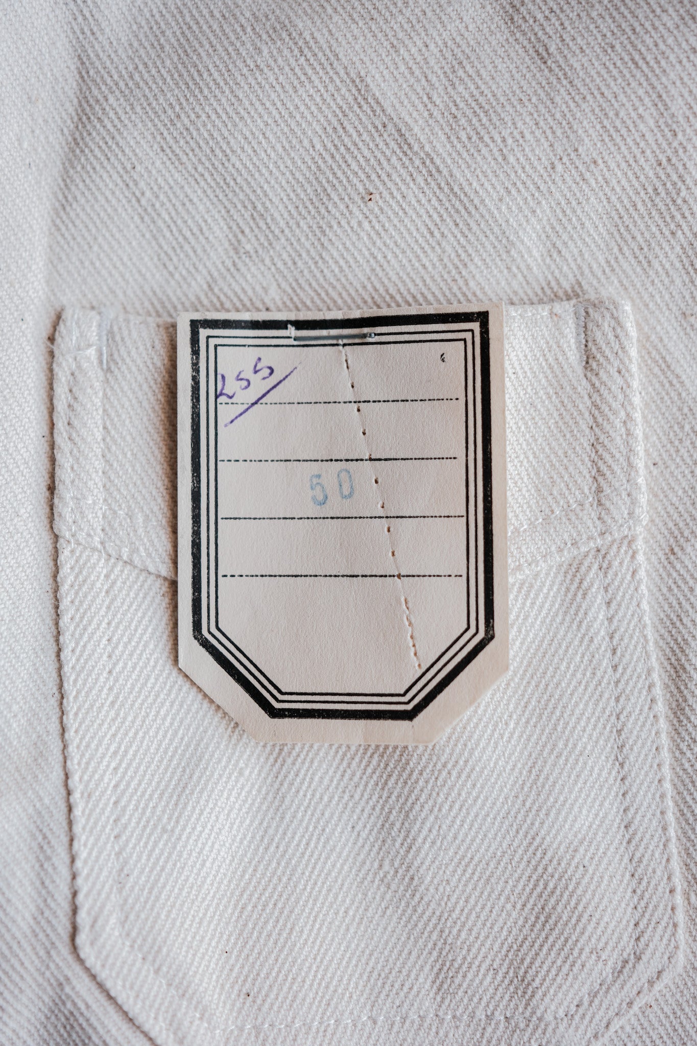 【~40's】French Vintage White Cotton Twill Work Jacket Size.50 "Dead Stock"