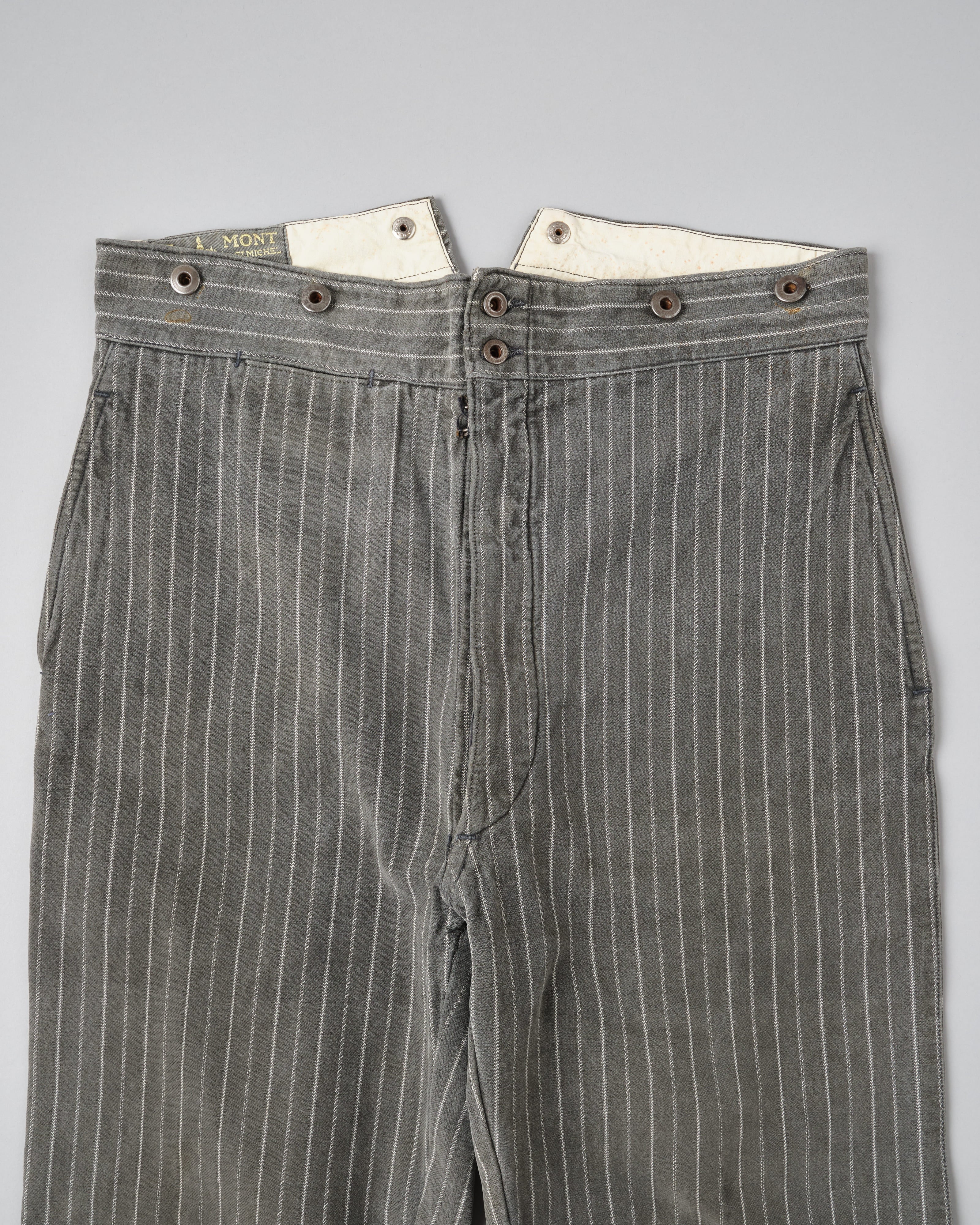 【~40’s】French Vintage Cotton Striped Work Pants "Le Mont St Michel"