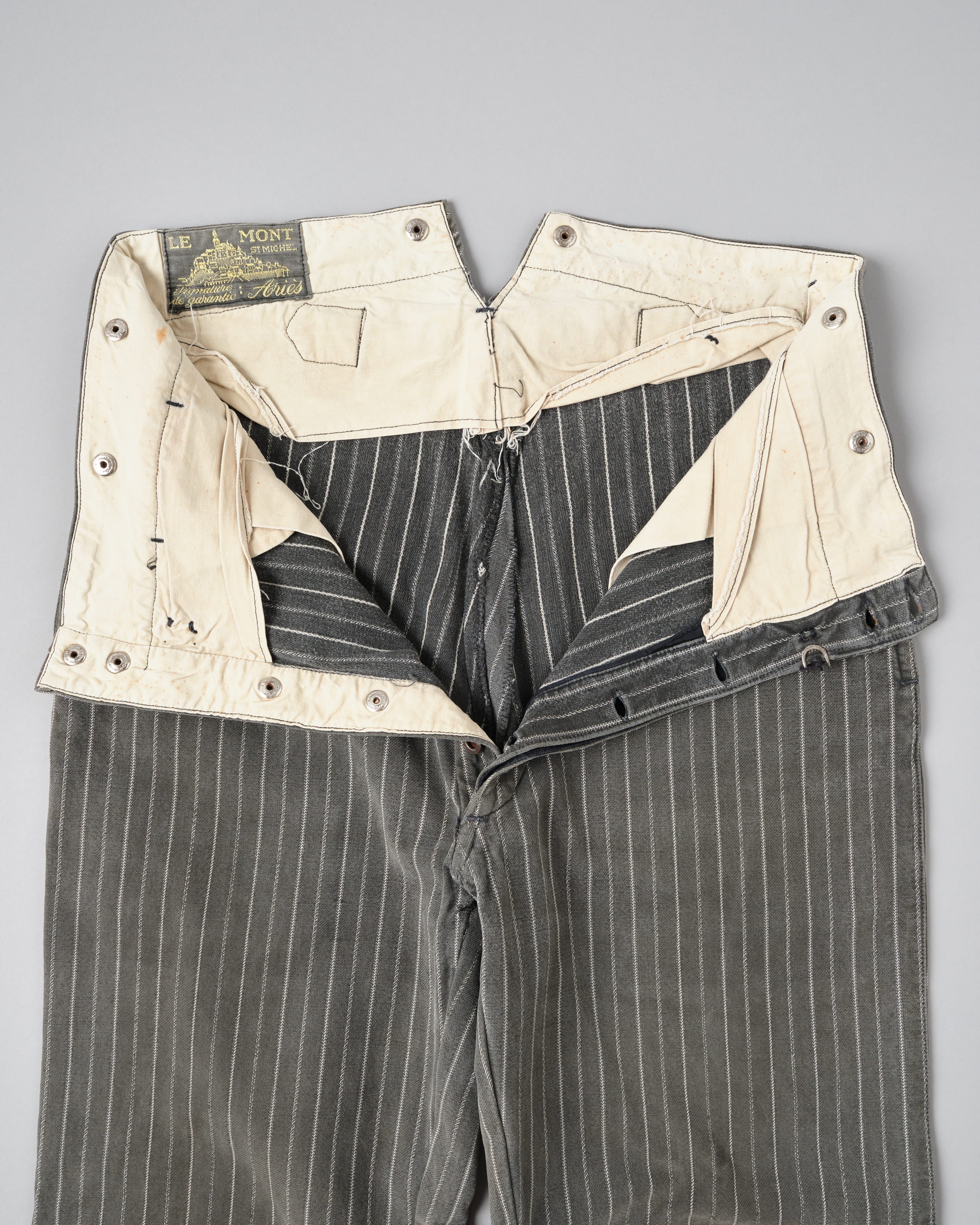 【~40’s】French Vintage Cotton Striped Work Pants "Le Mont St Michel"