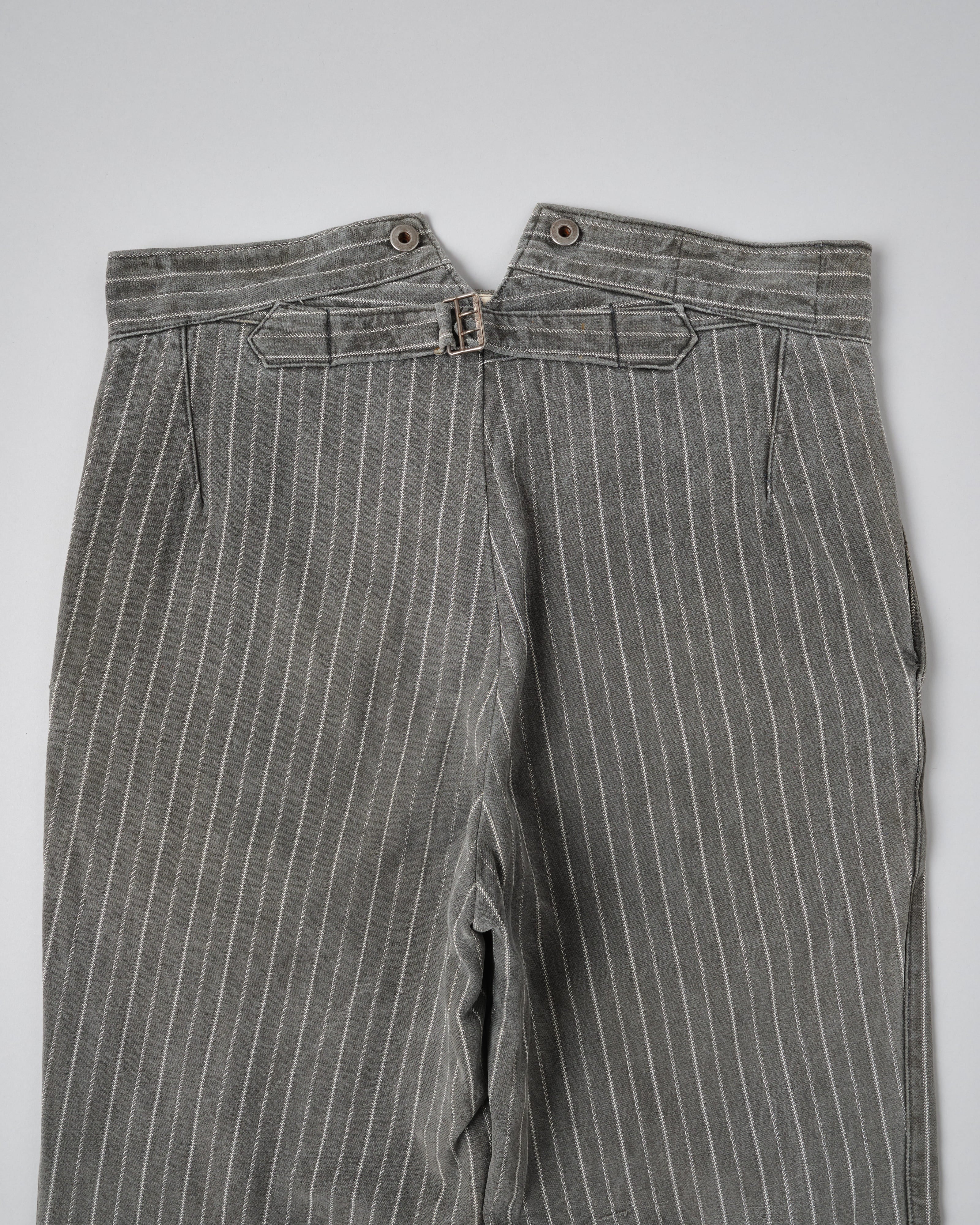 【~40’s】French Vintage Cotton Striped Work Pants "Le Mont St Michel"