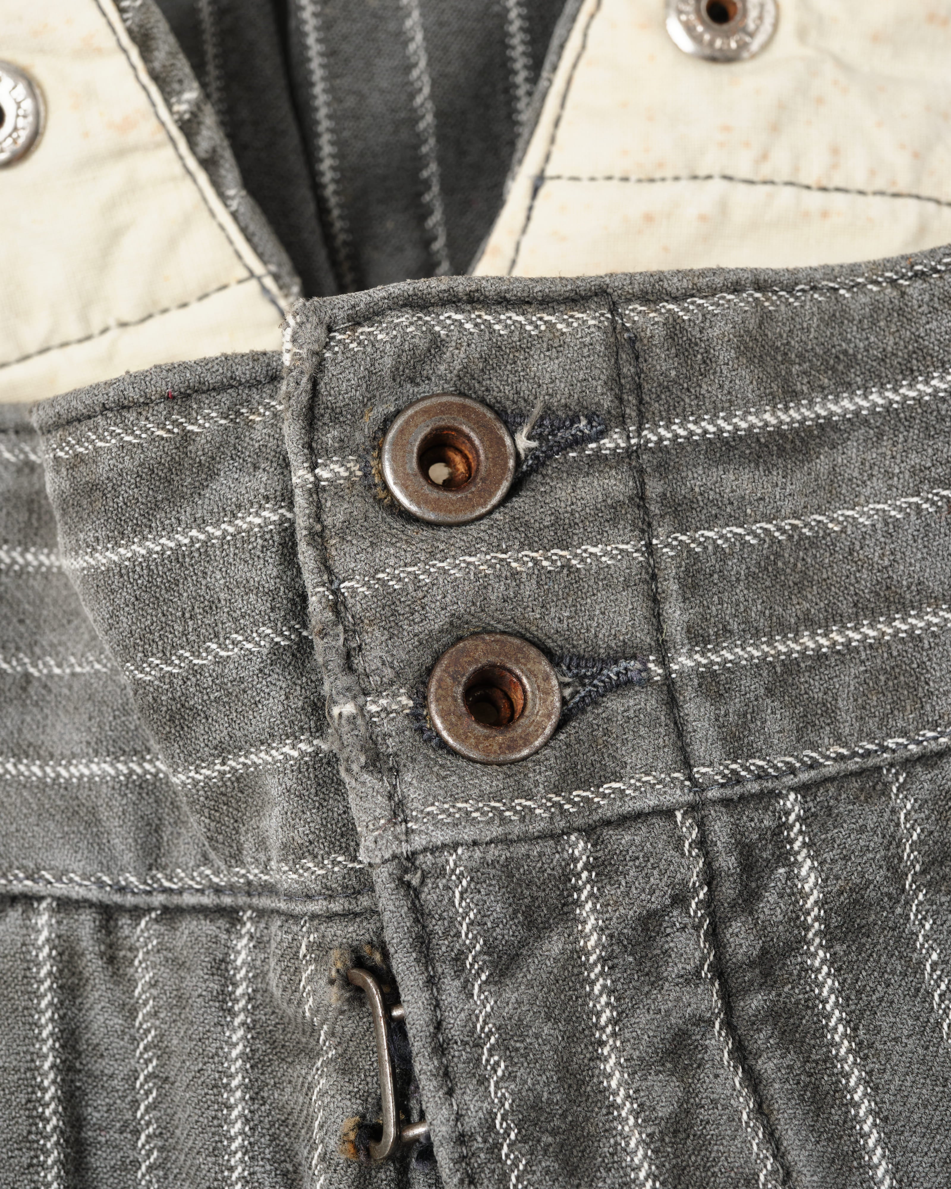 【~40’s】French Vintage Cotton Striped Work Pants "Le Mont St Michel"