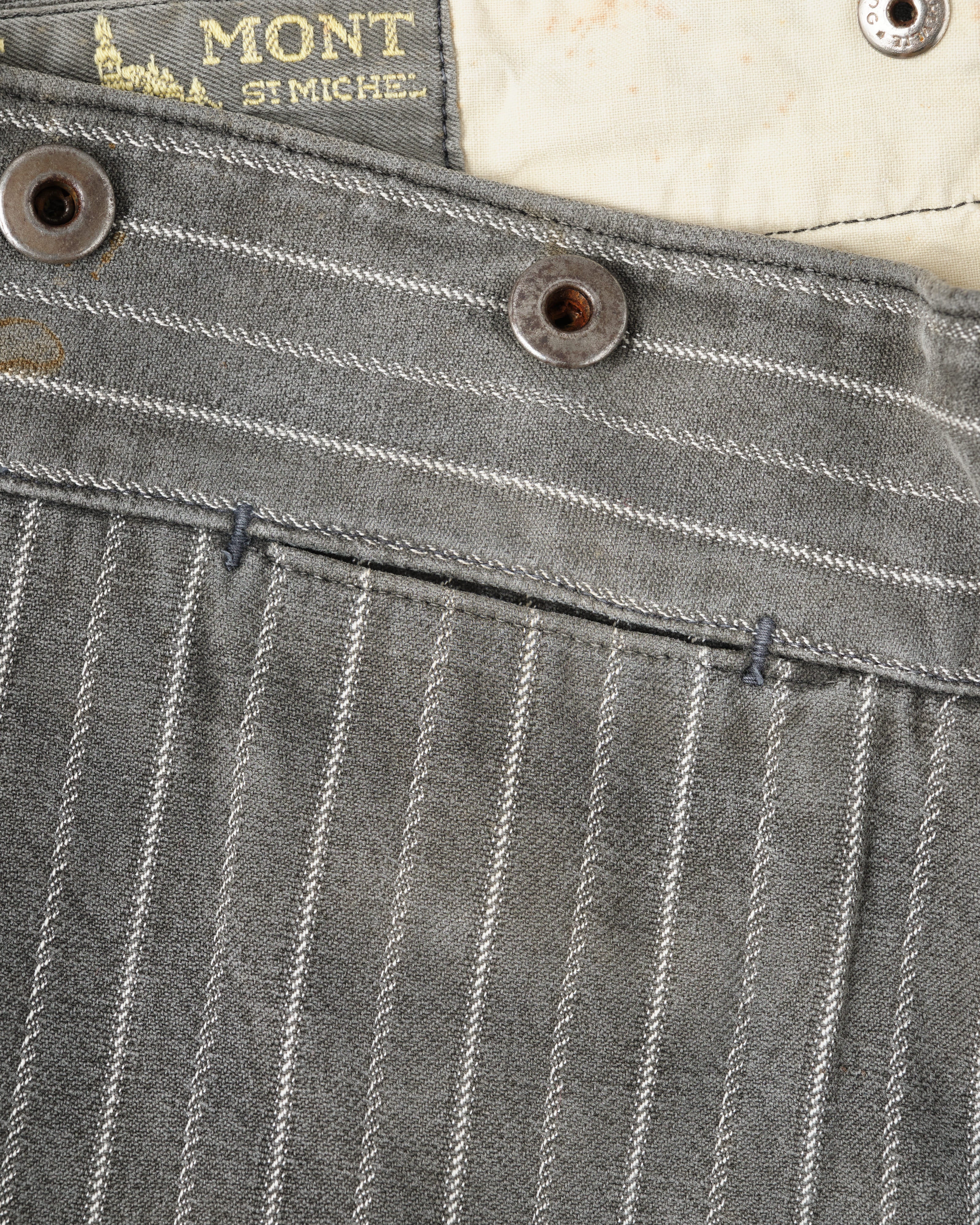 【~40’s】French Vintage Cotton Striped Work Pants "Le Mont St Michel"