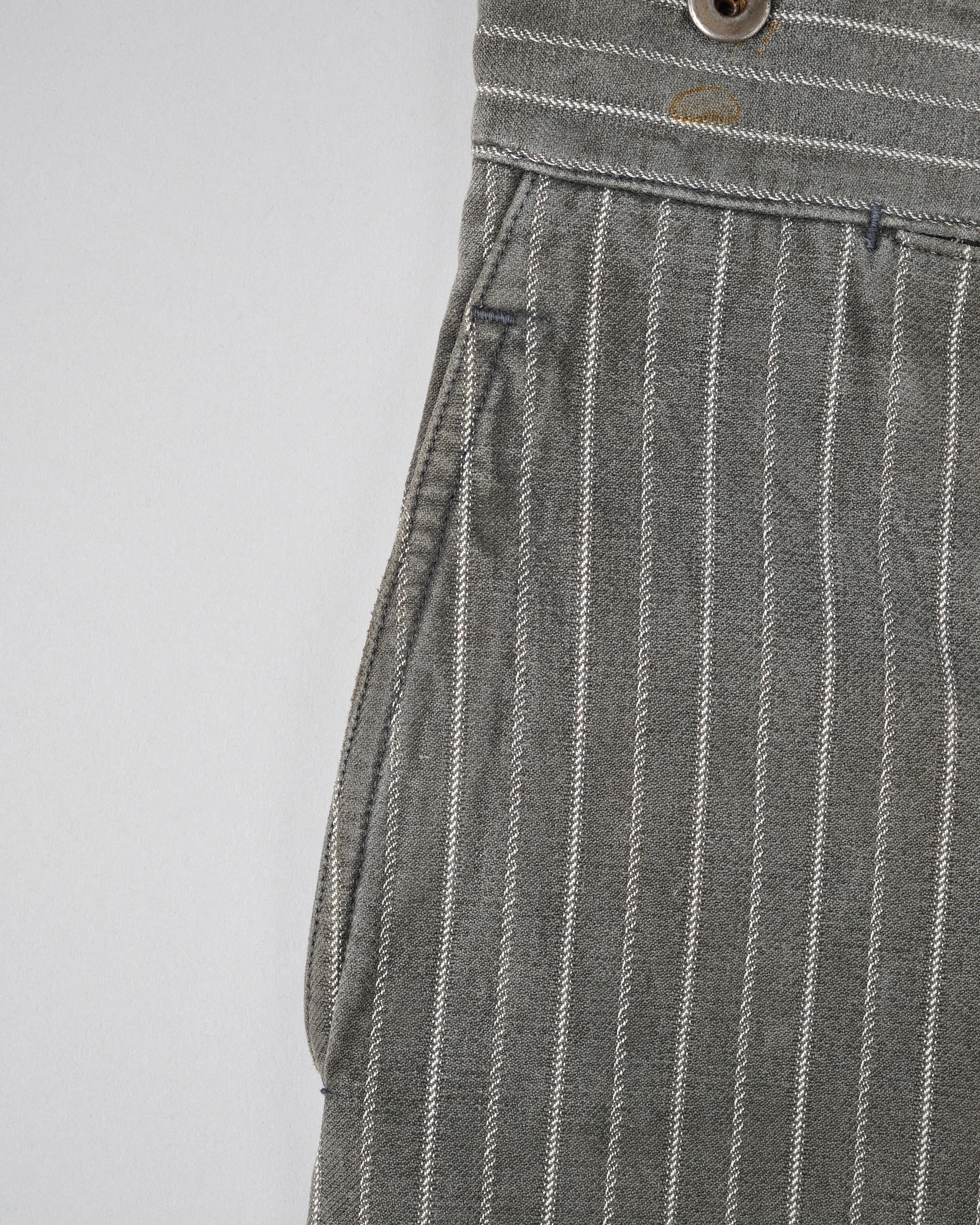 【~40’s】French Vintage Cotton Striped Work Pants "Le Mont St Michel"