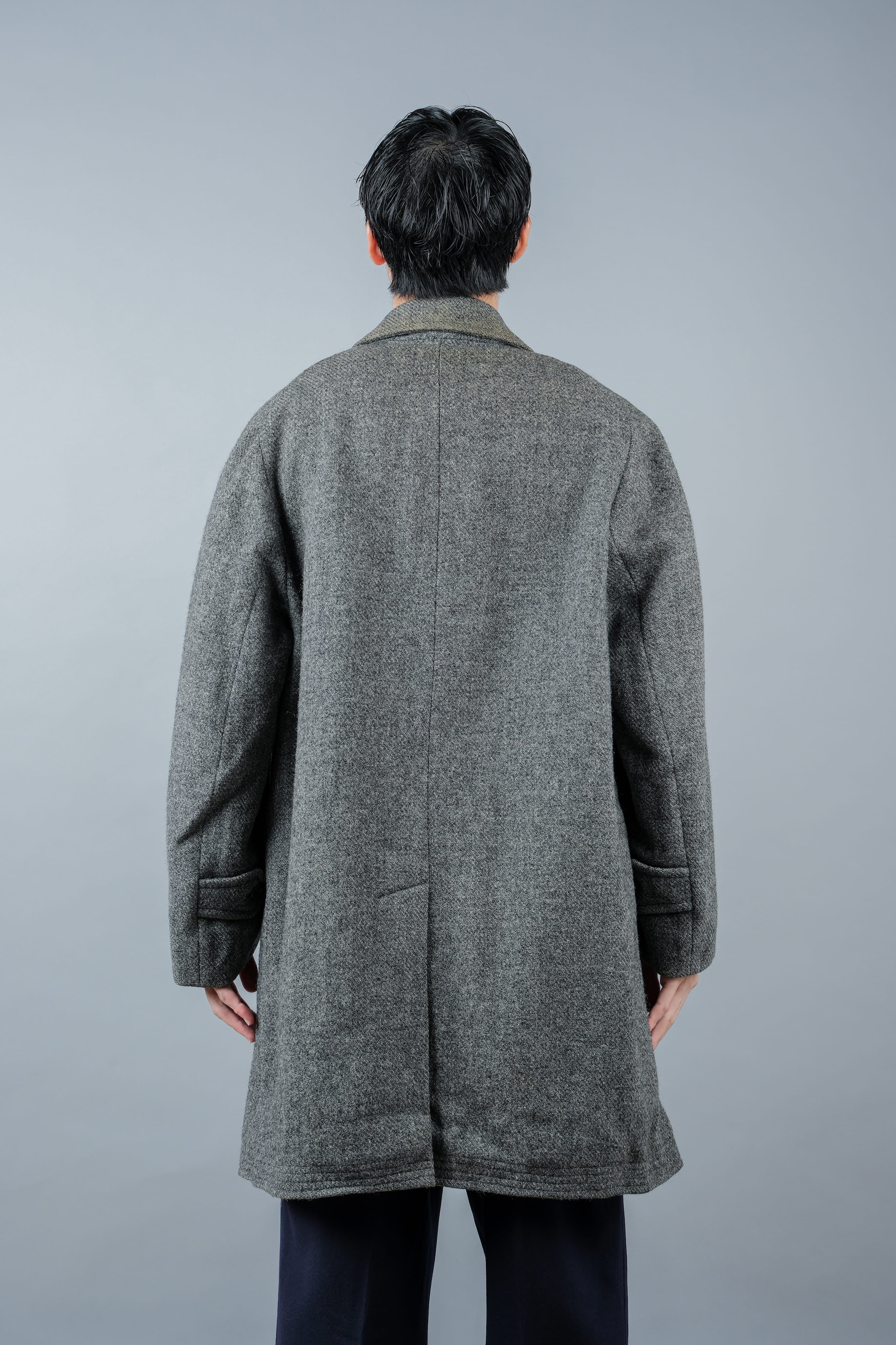 【~80's】Vintage Burberrys Saddle Shoulder Wool Balmacaan Coat Size.50RL "HARRIS TWEED" "Modified"