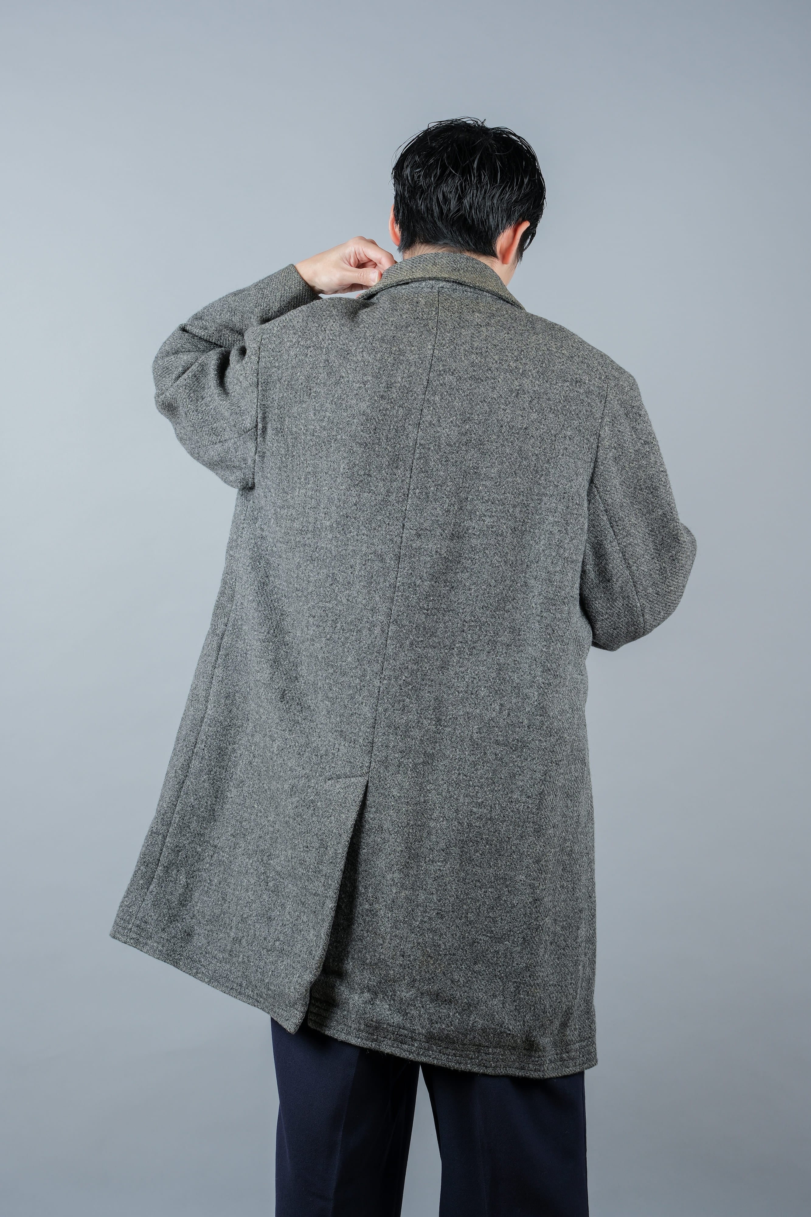 【~80's】Vintage Burberrys Saddle Shoulder Wool Balmacaan Coat Size.50RL "HARRIS TWEED" "Modified"