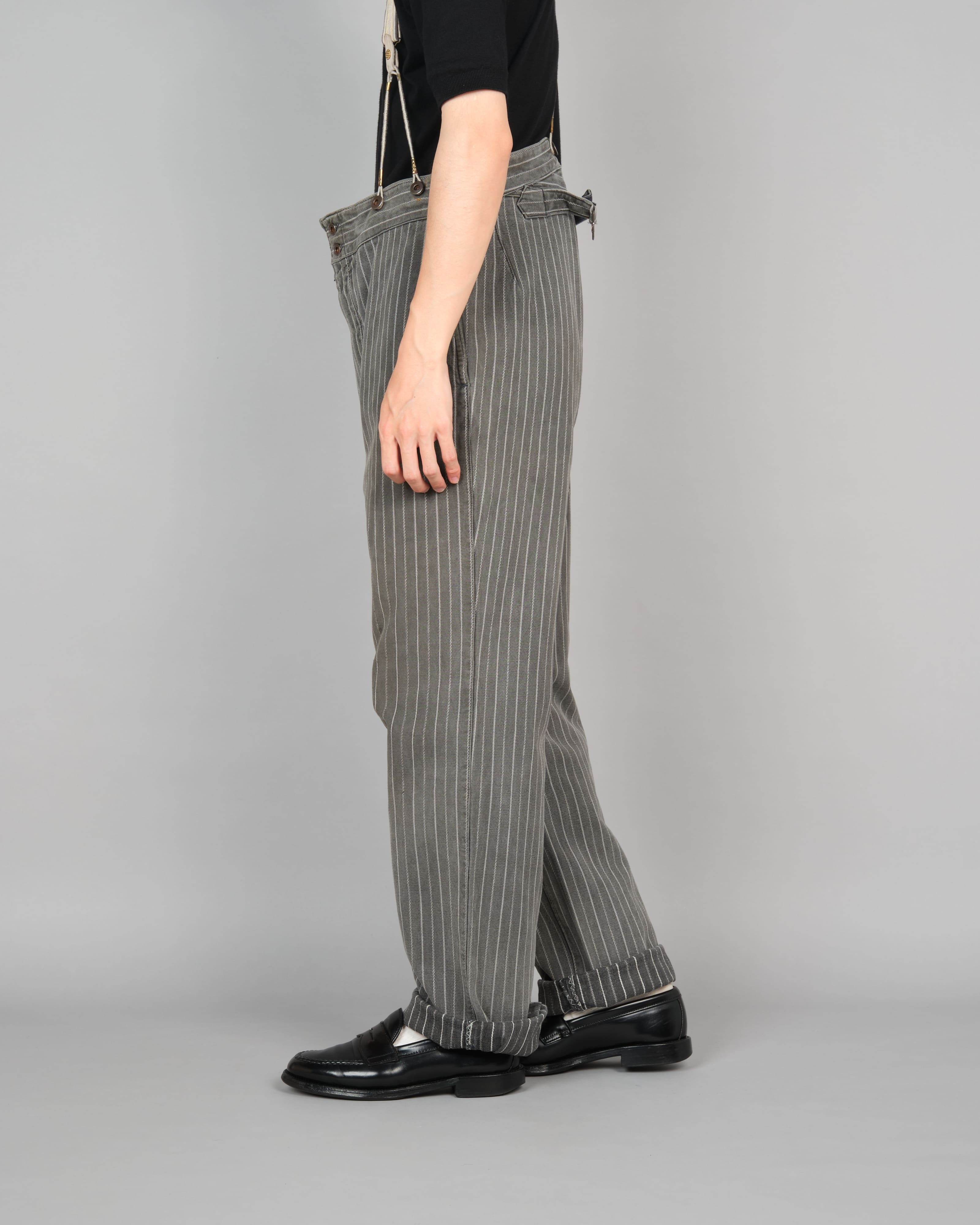 【~40’s】French Vintage Cotton Striped Work Pants "Le Mont St Michel"