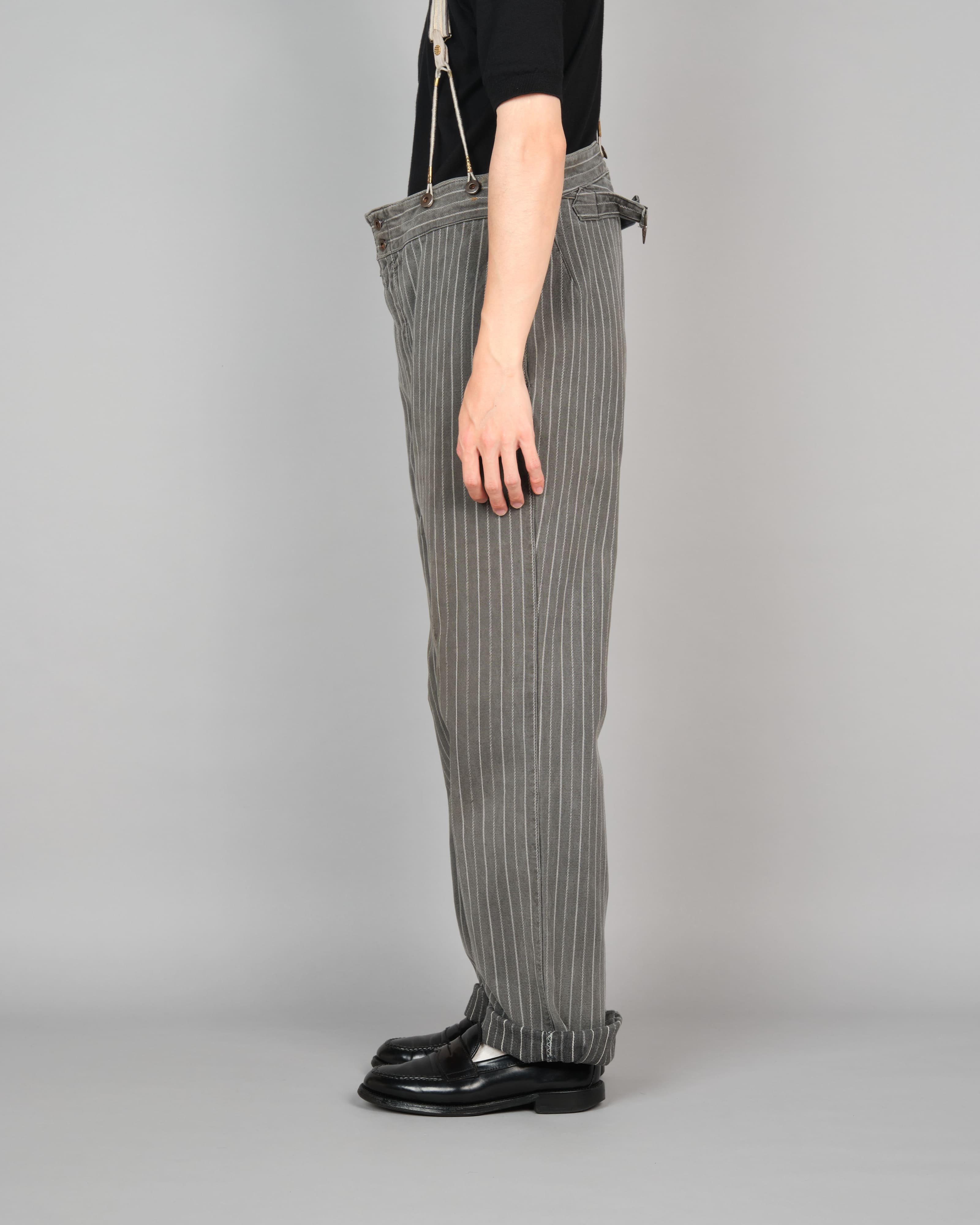 【~40’s】French Vintage Cotton Striped Work Pants "Le Mont St Michel"
