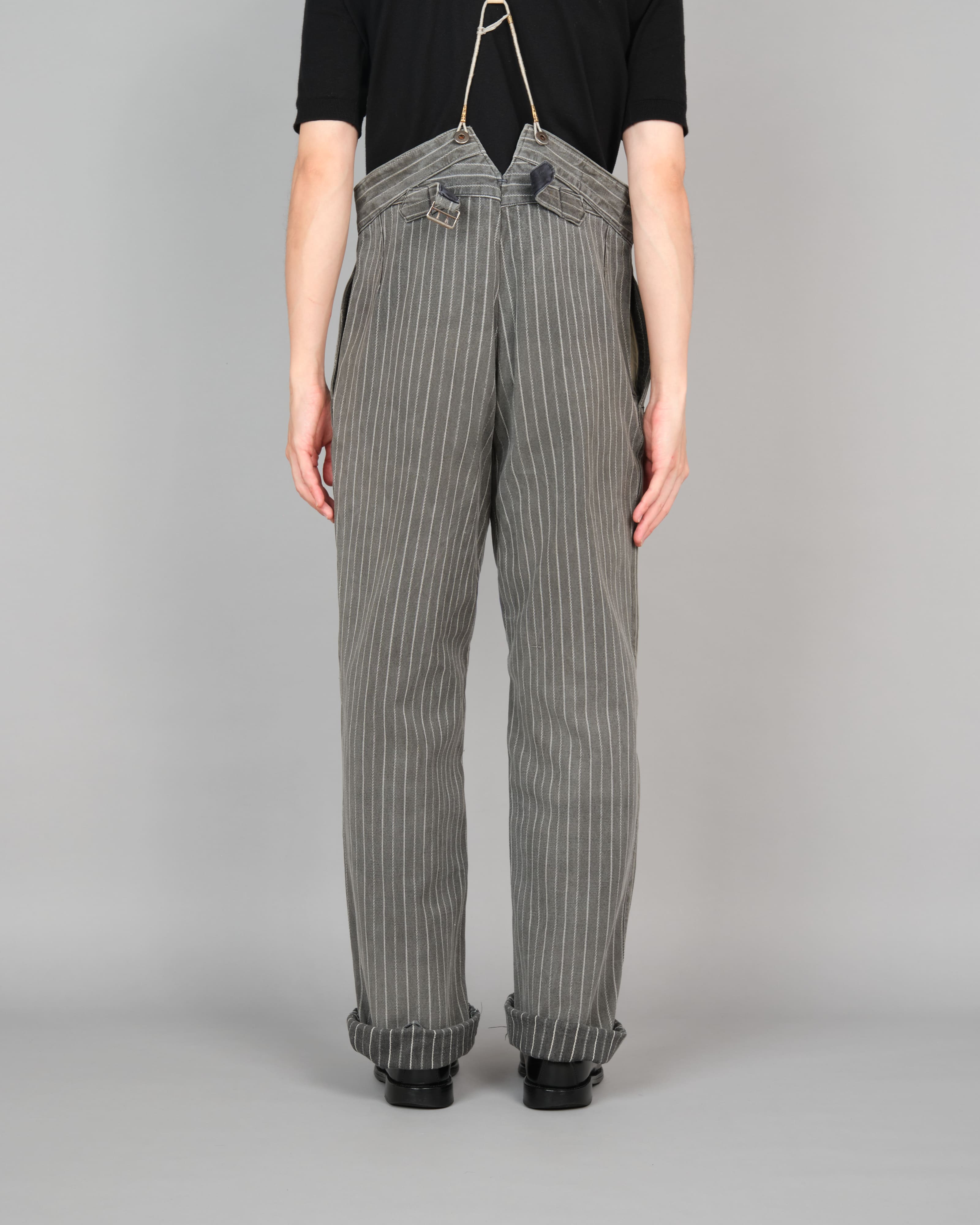 【~40’s】French Vintage Cotton Striped Work Pants "Le Mont St Michel"